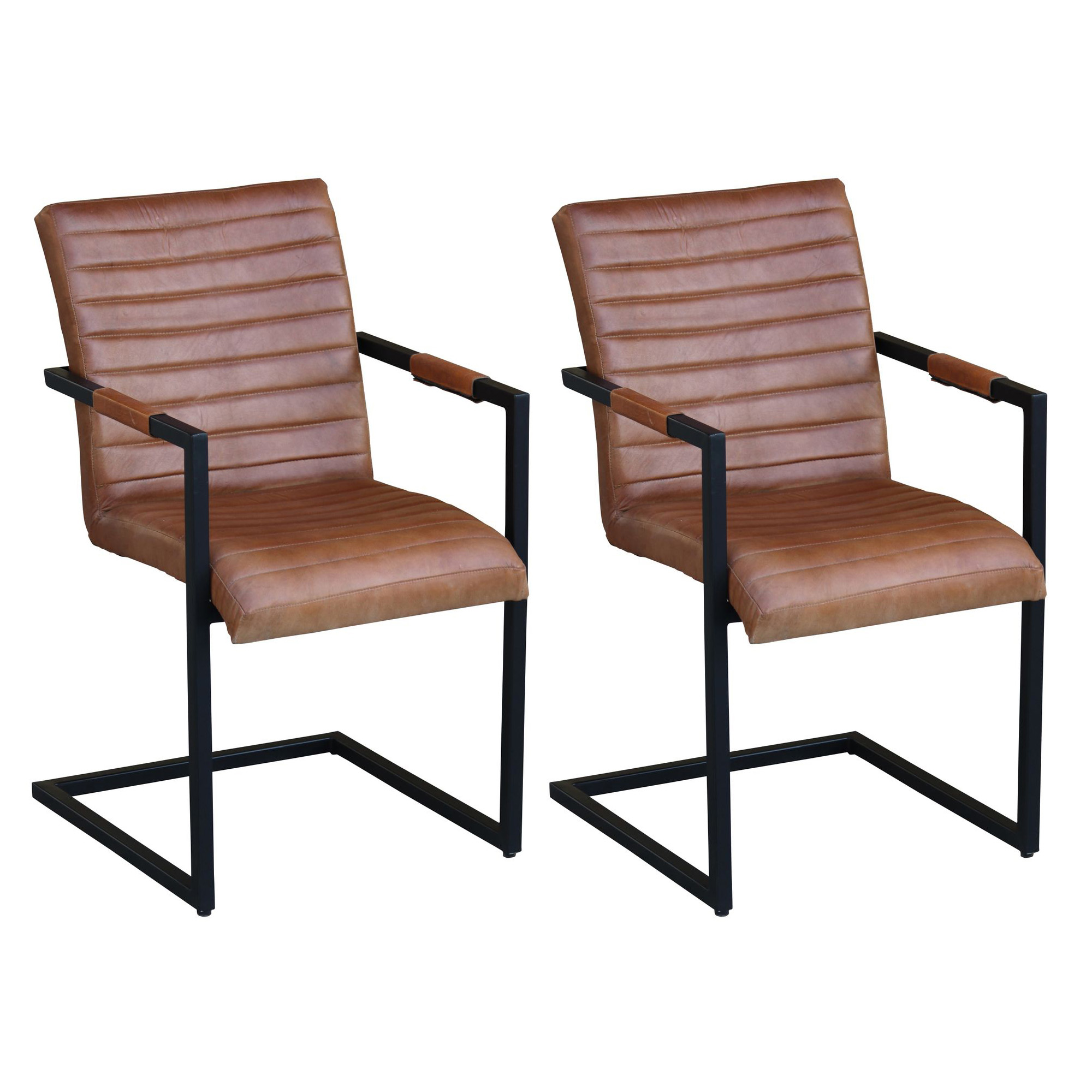 Esszimmerstuhl Leder Vintage AUDREY 2er Set braun