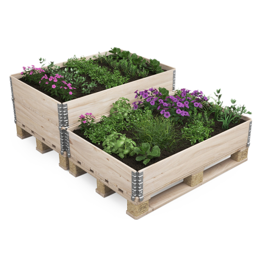 Hochbeet mit 2 Paletten Holz 120 x 80 x 34 cm