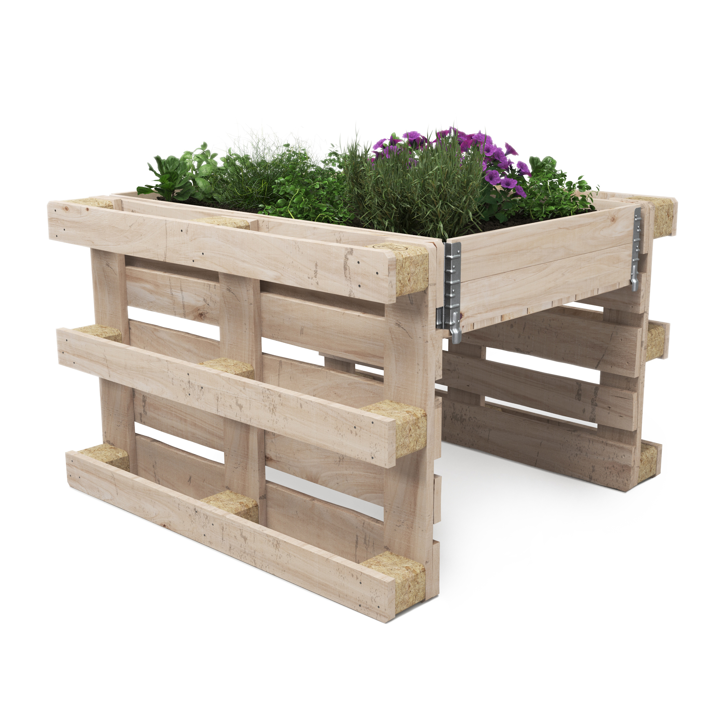 Hochbeet mit 2 Paletten Holz 120 x 109 x 80 cm