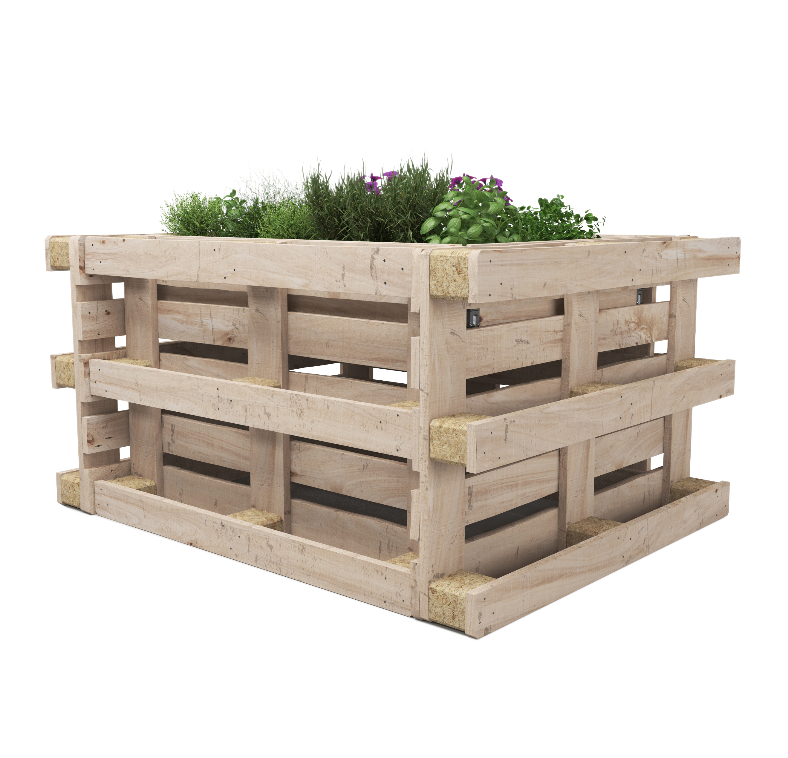 Hochbeet mit 4 Paletten Holz 149 x 120 x 80 cm