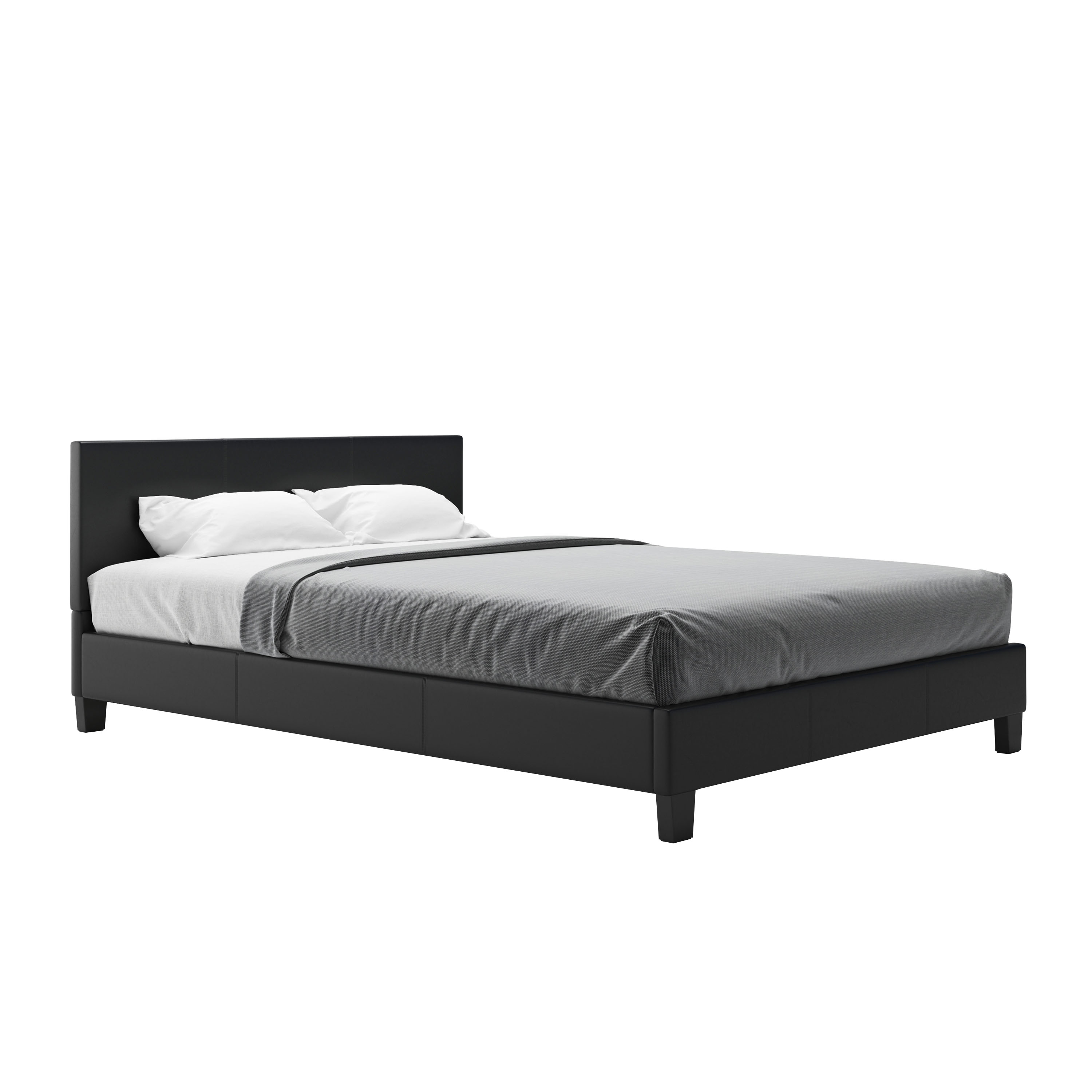 Lederbett DOZE 140 x 200 cm schwarz