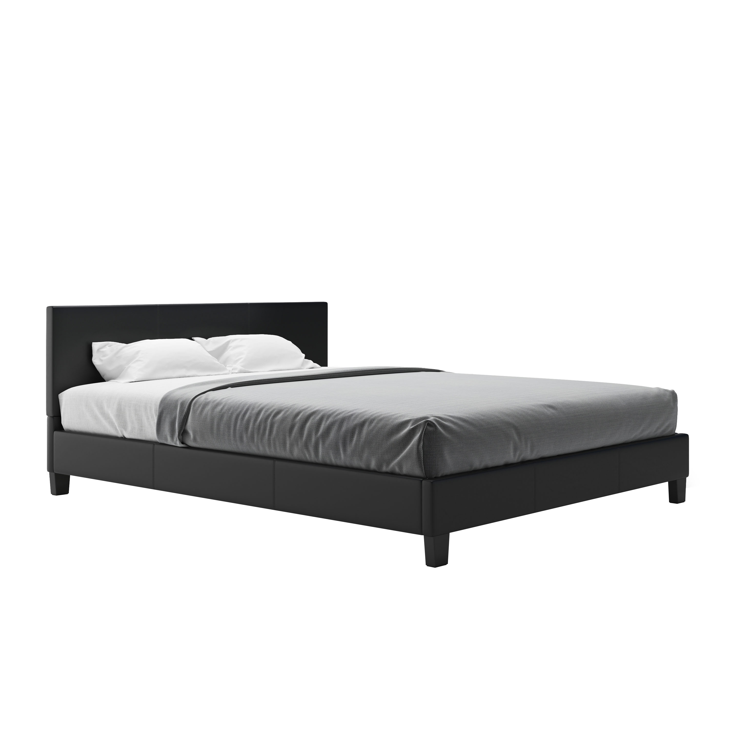 Lederbett DOZE 160 x 200 cm schwarz