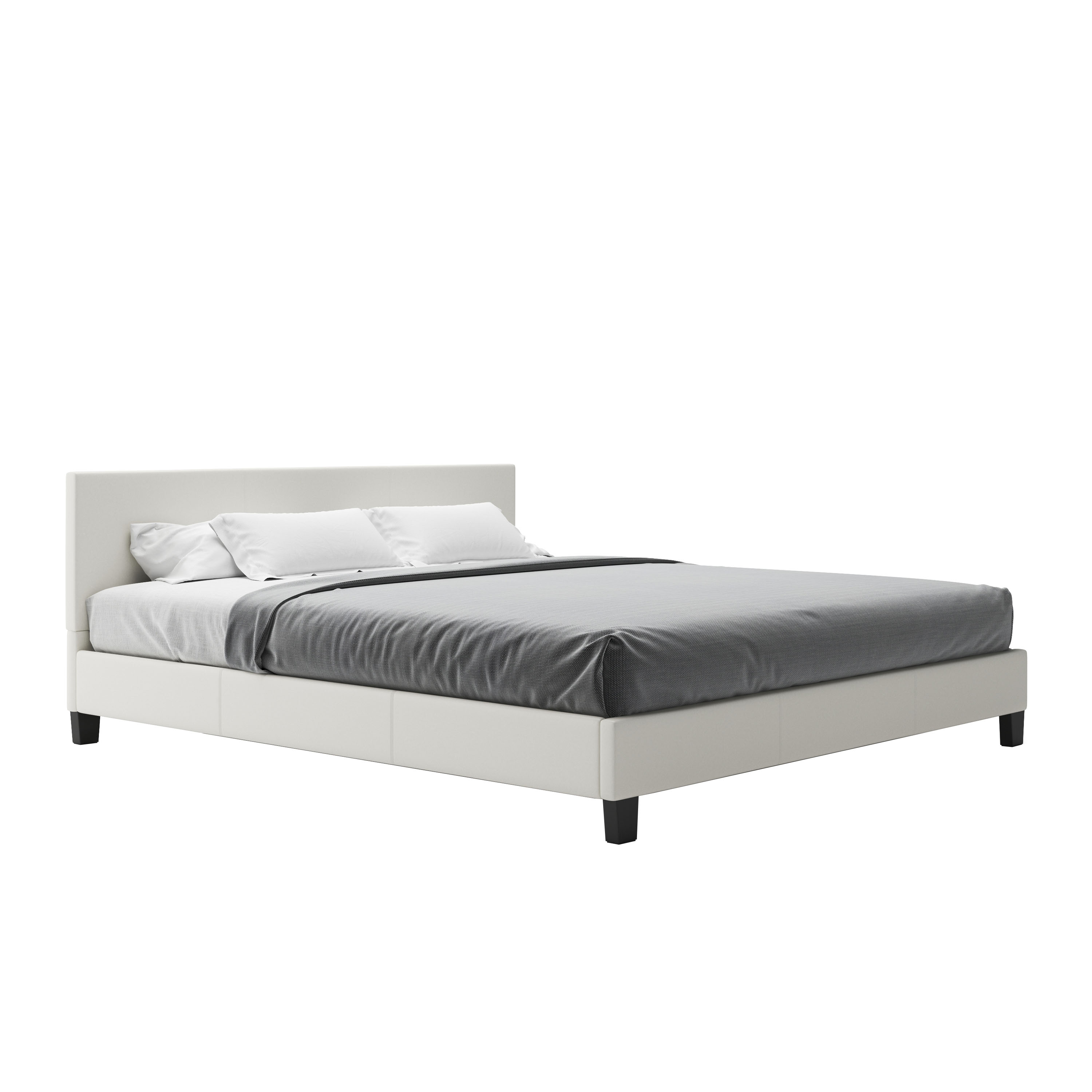 Lederbett DOZE 180 x 200 cm weiss