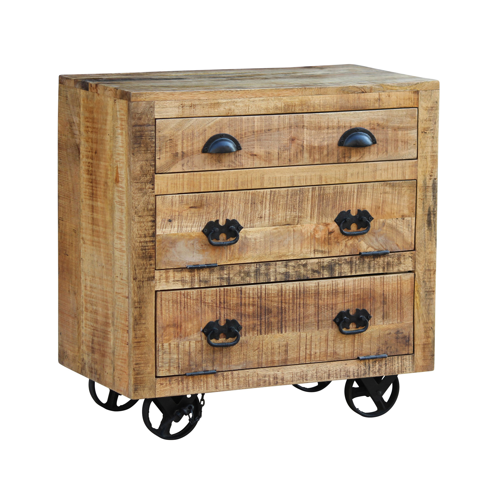 Kommode Holz Vintage FABRIZIO auf Rollen 70 x 75 cm