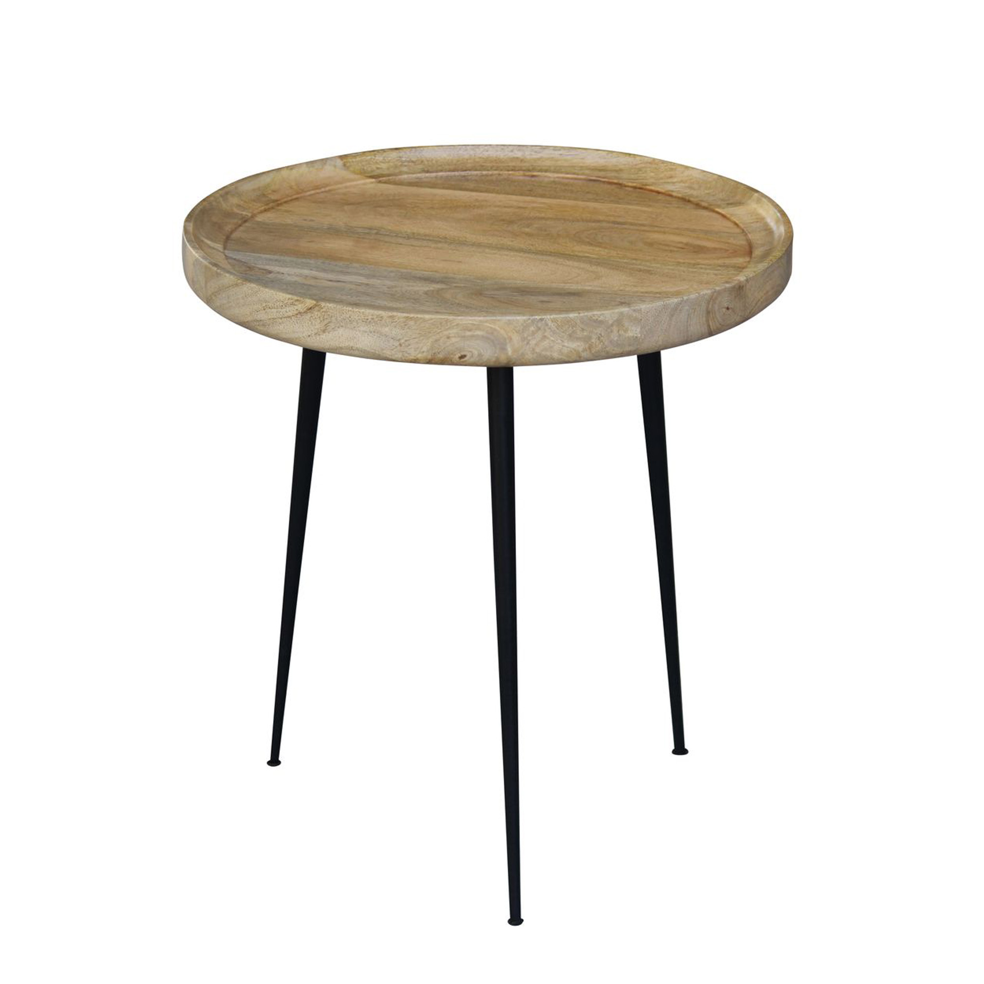 Beistelltisch Holz GIBSON rund 46 x 52 cm natur/schwarz