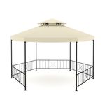 Gazebo ROSARIA 6-eckig 4 m beige Anzeigebild