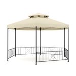Gazebo ROSARIA 6-eckig 4 m beige schräge Ansicht