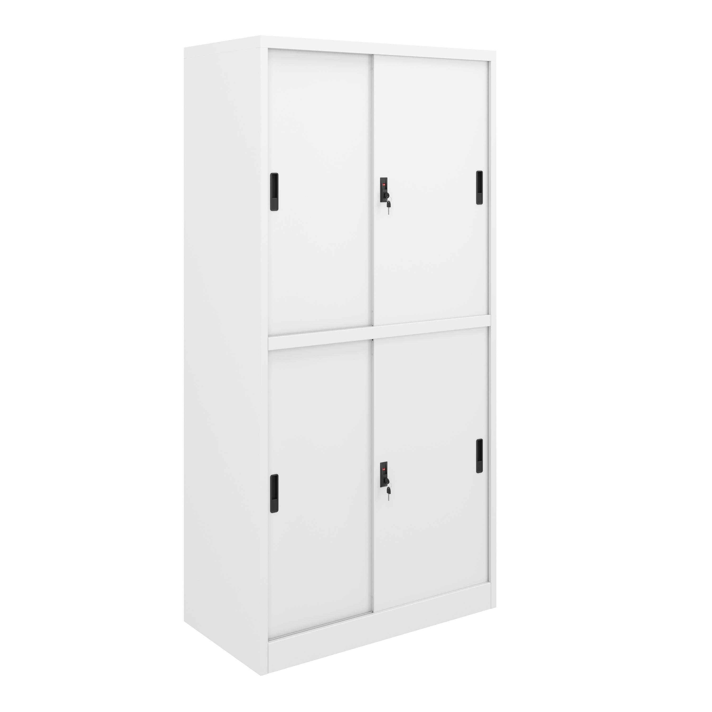 Aktenschrank mit 4 Schiebetüren 90 x 185 cm weiss