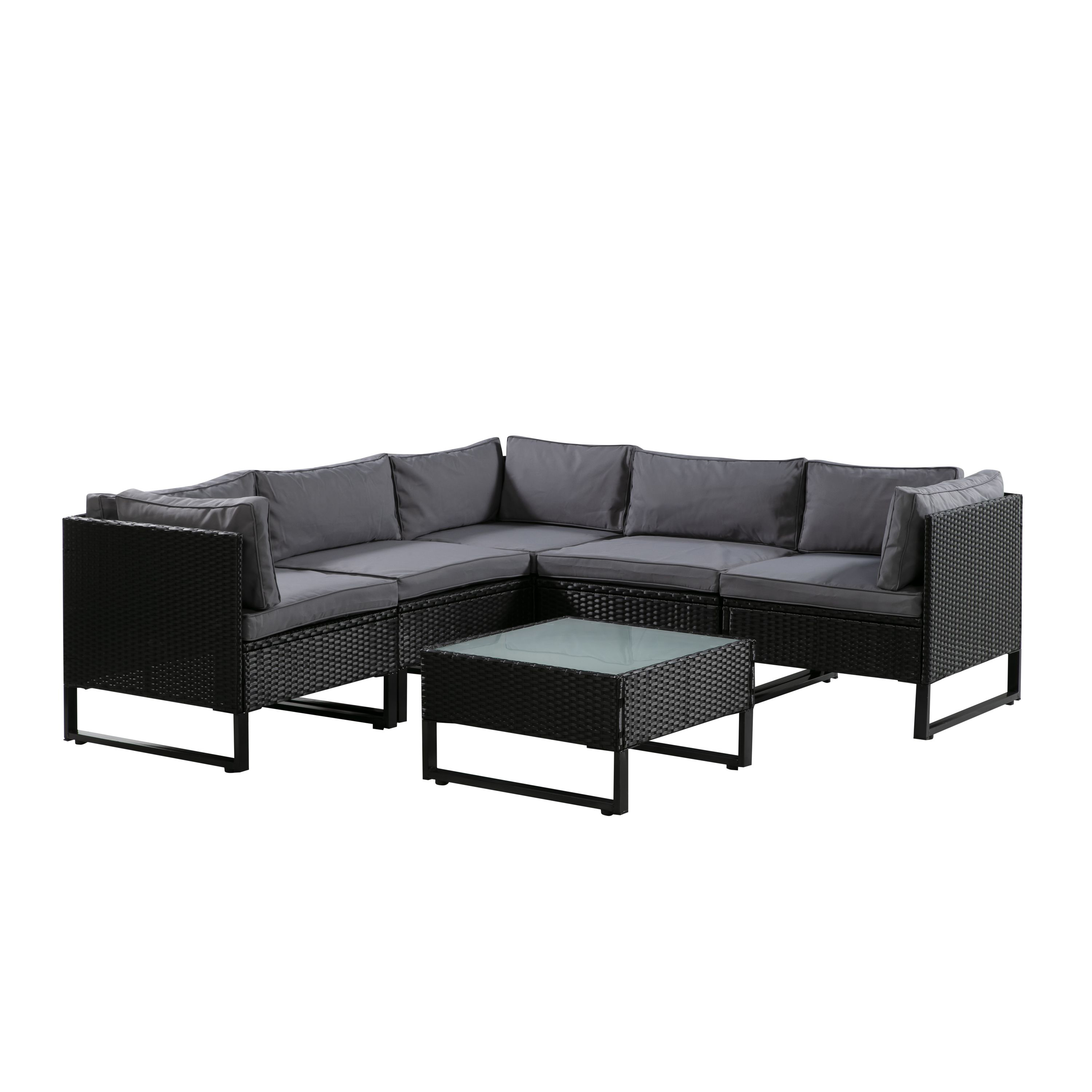 Rattanlounge CAPITOLA schwarz/anthrazit