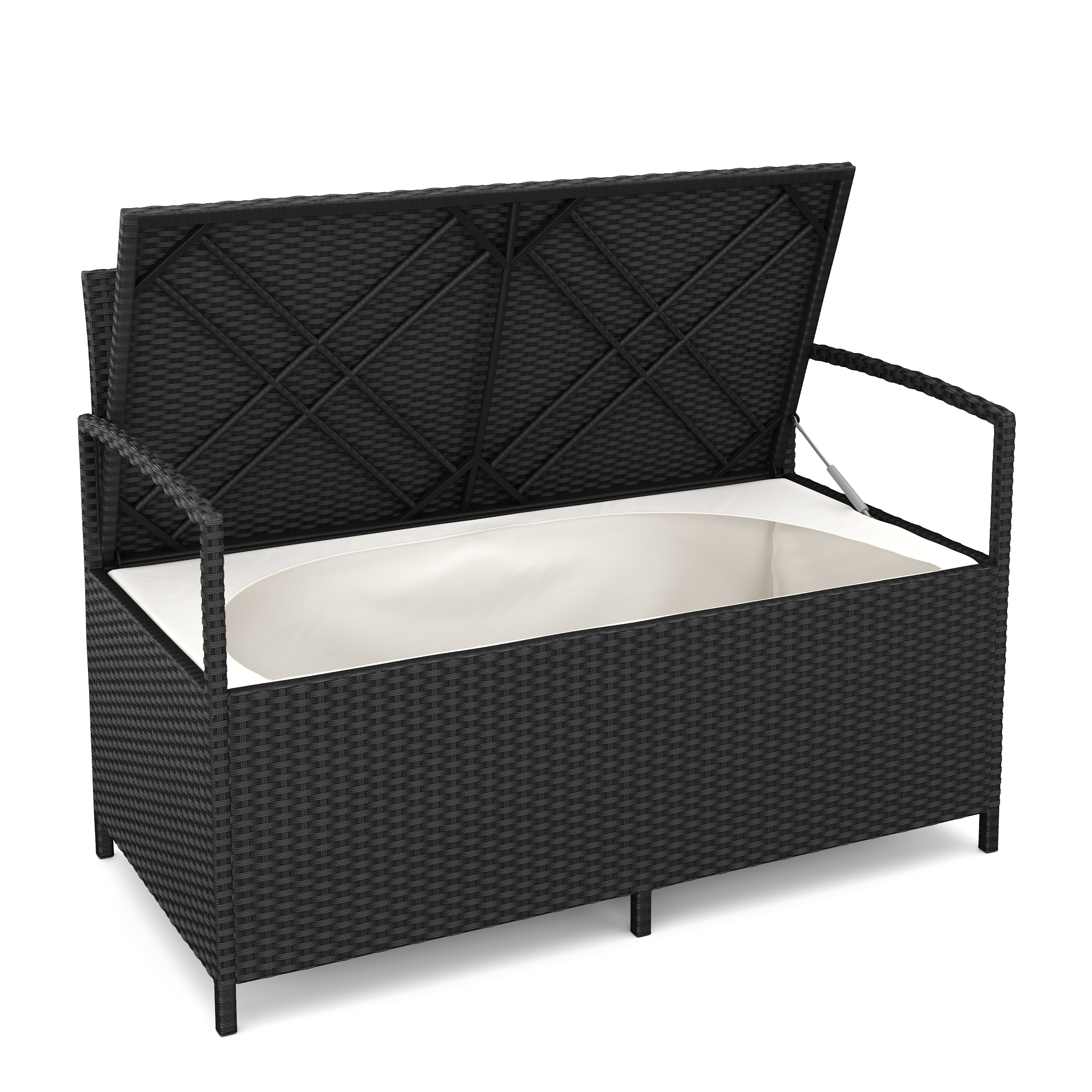 Truhenbank Rattan SUNNY 118 cm schwarz