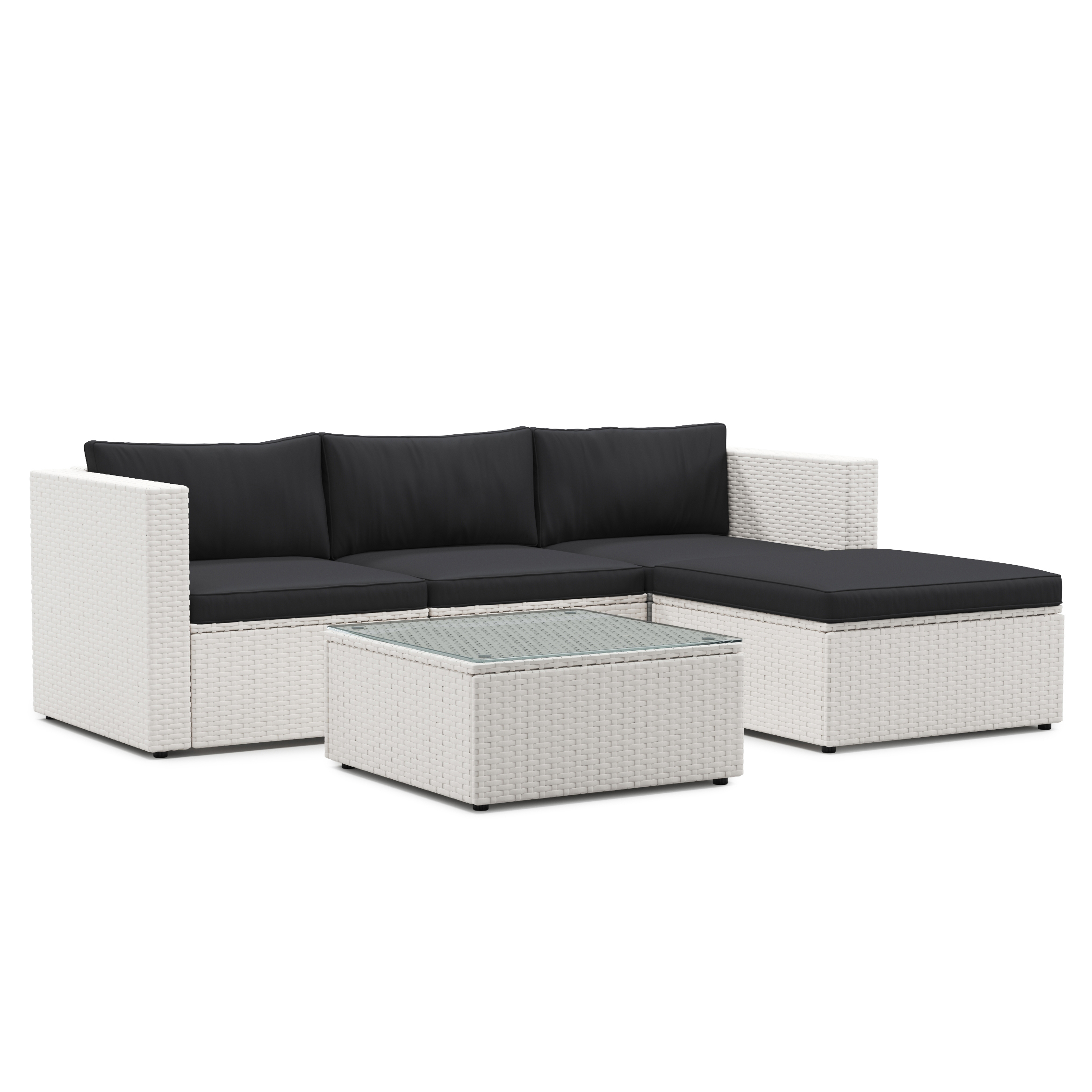 Rattanlounge MALIBU weiss/schwarz