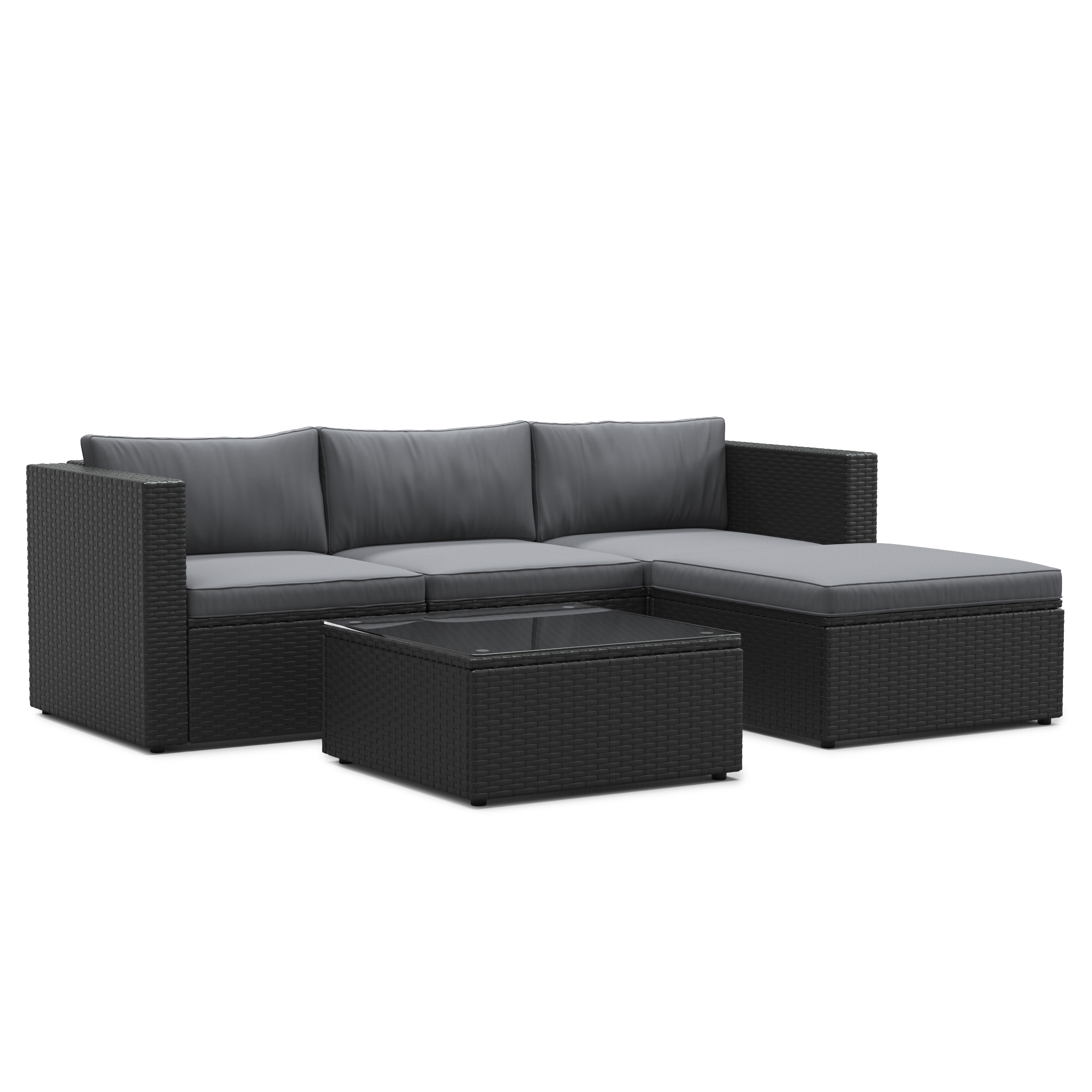 Rattanlounge MALIBU schwarz/anthrazit