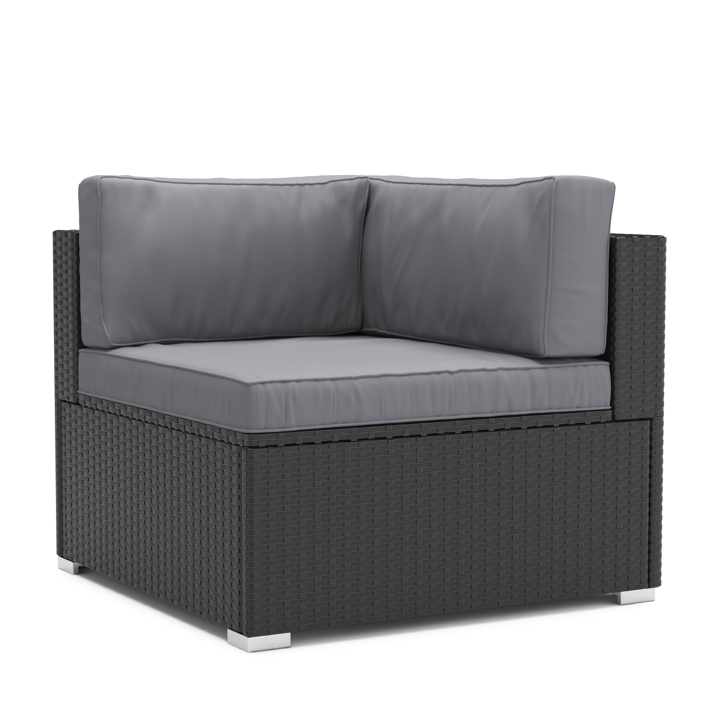 Eckteil Rattanlounge LINDOS schwarz/anthrazit