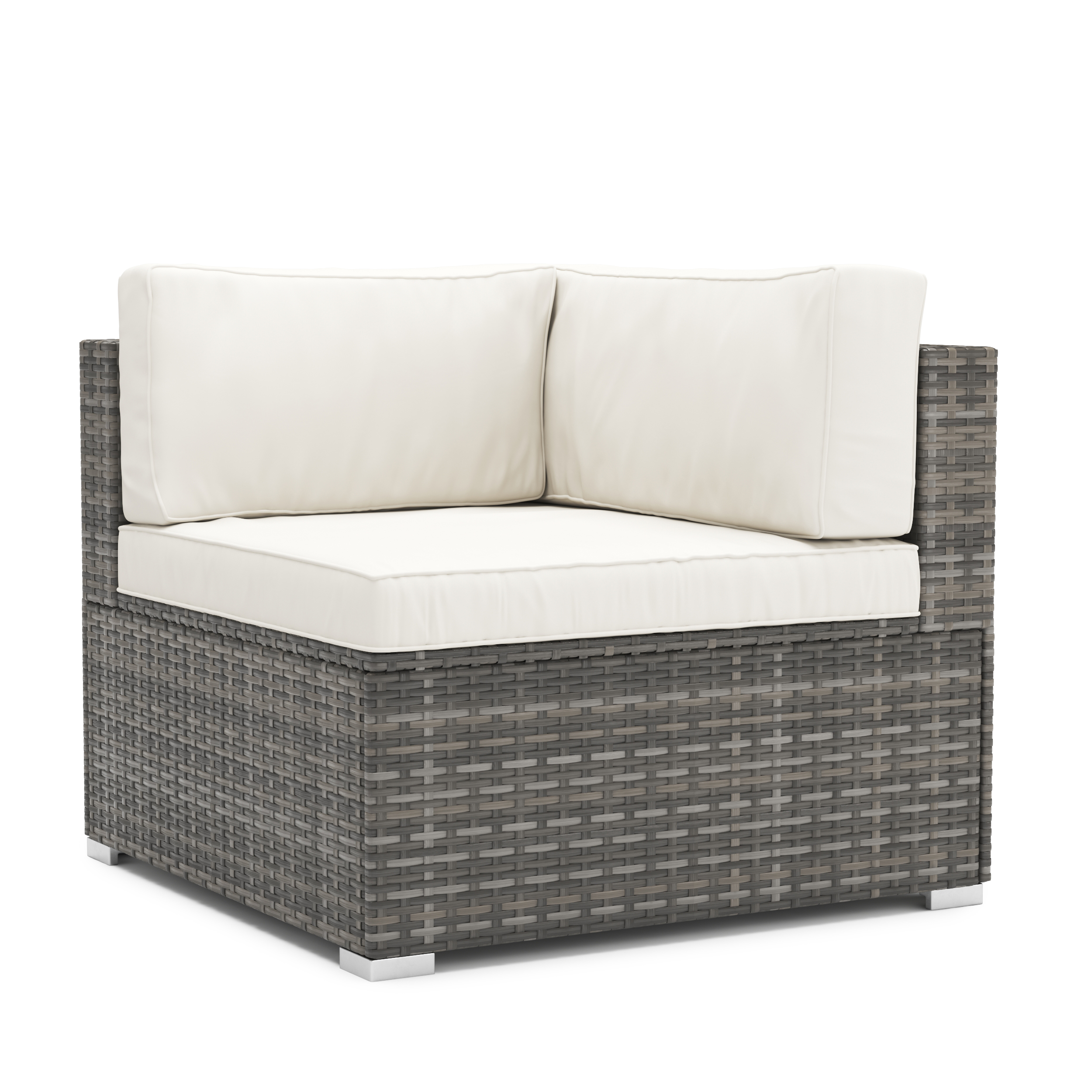 Eckteil Rattanlounge LINDOS grau/weiss