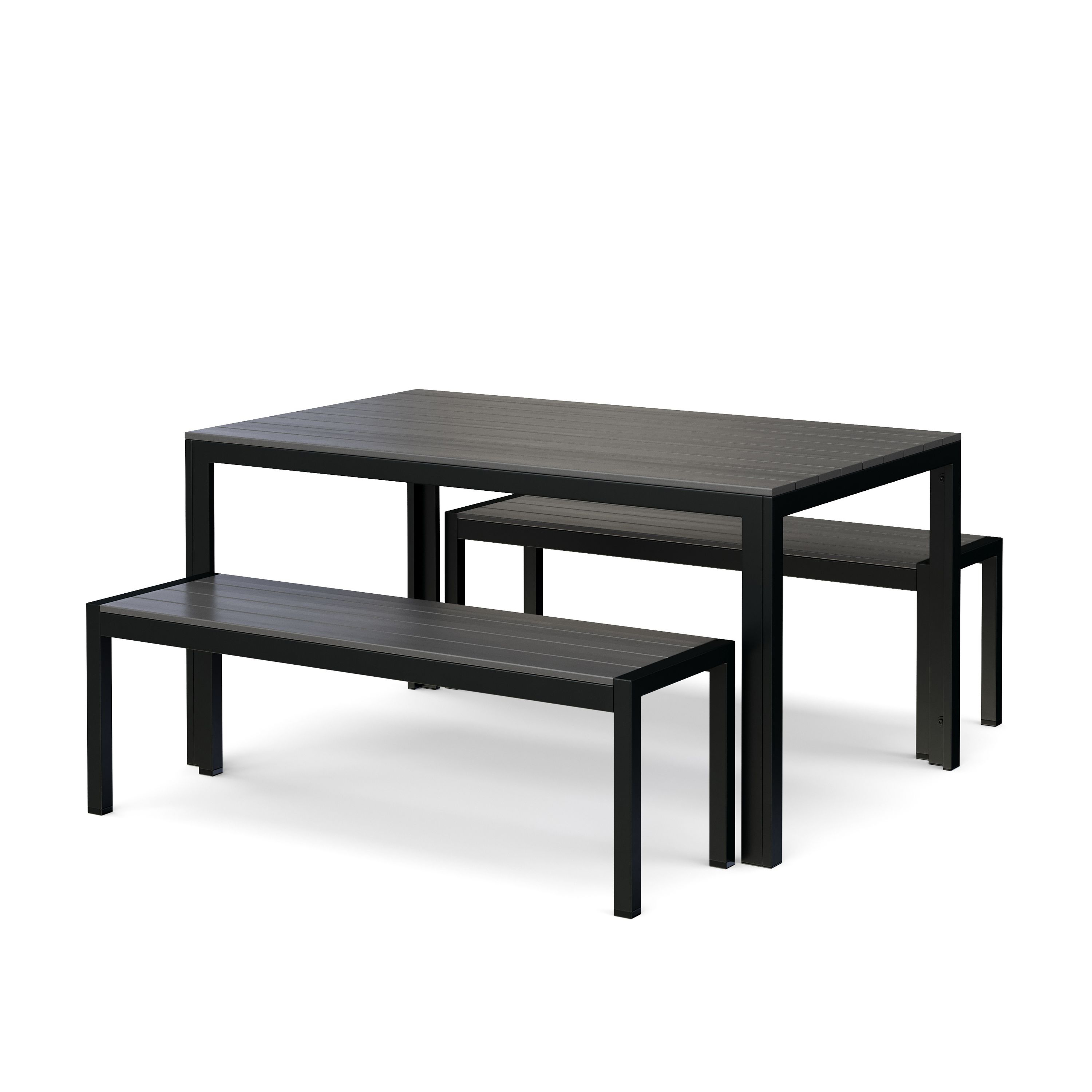 Gartenmöbel Set RIVI 2 Bänke anthrazit/schwarz