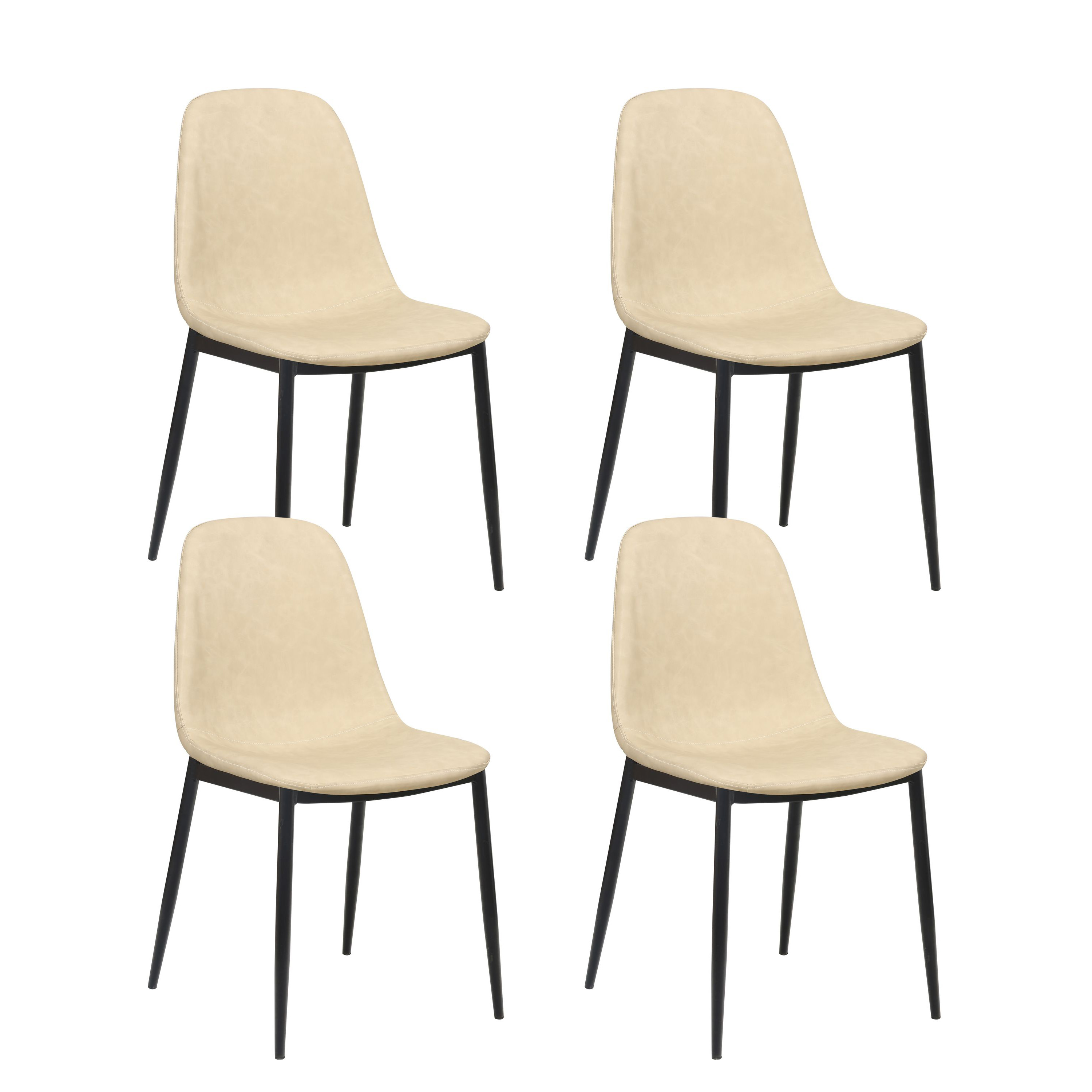 Esszimmerstuhl Leder CHAD 4er Set beige