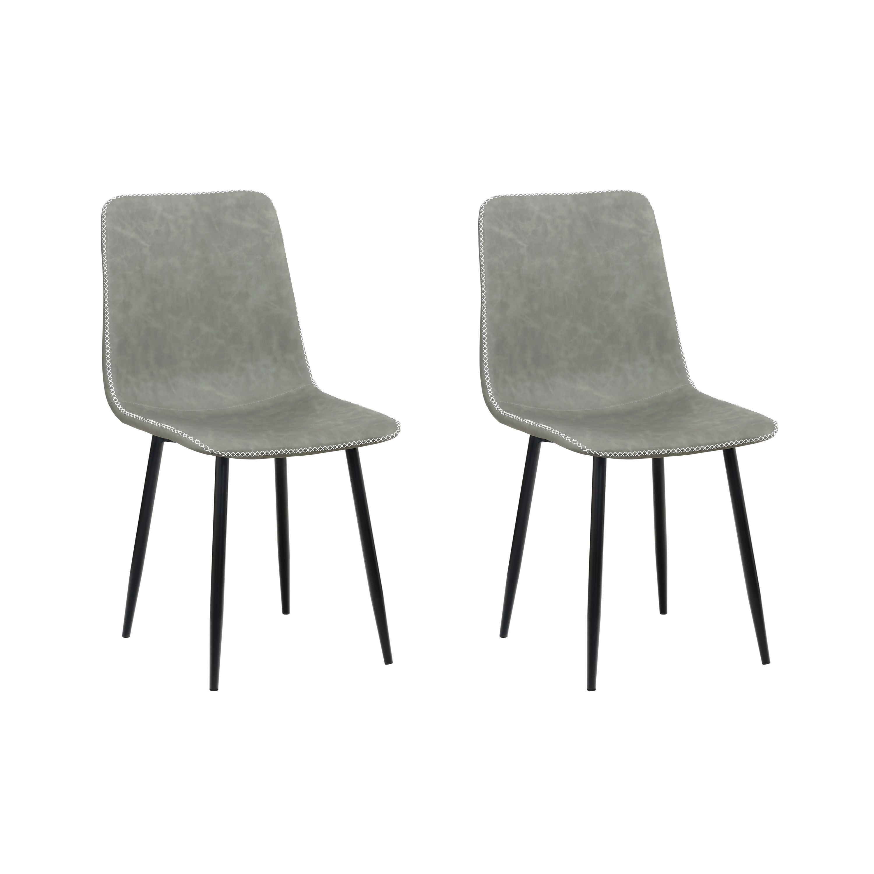 Esszimmerstuhl Leder SKY 2er Set grau