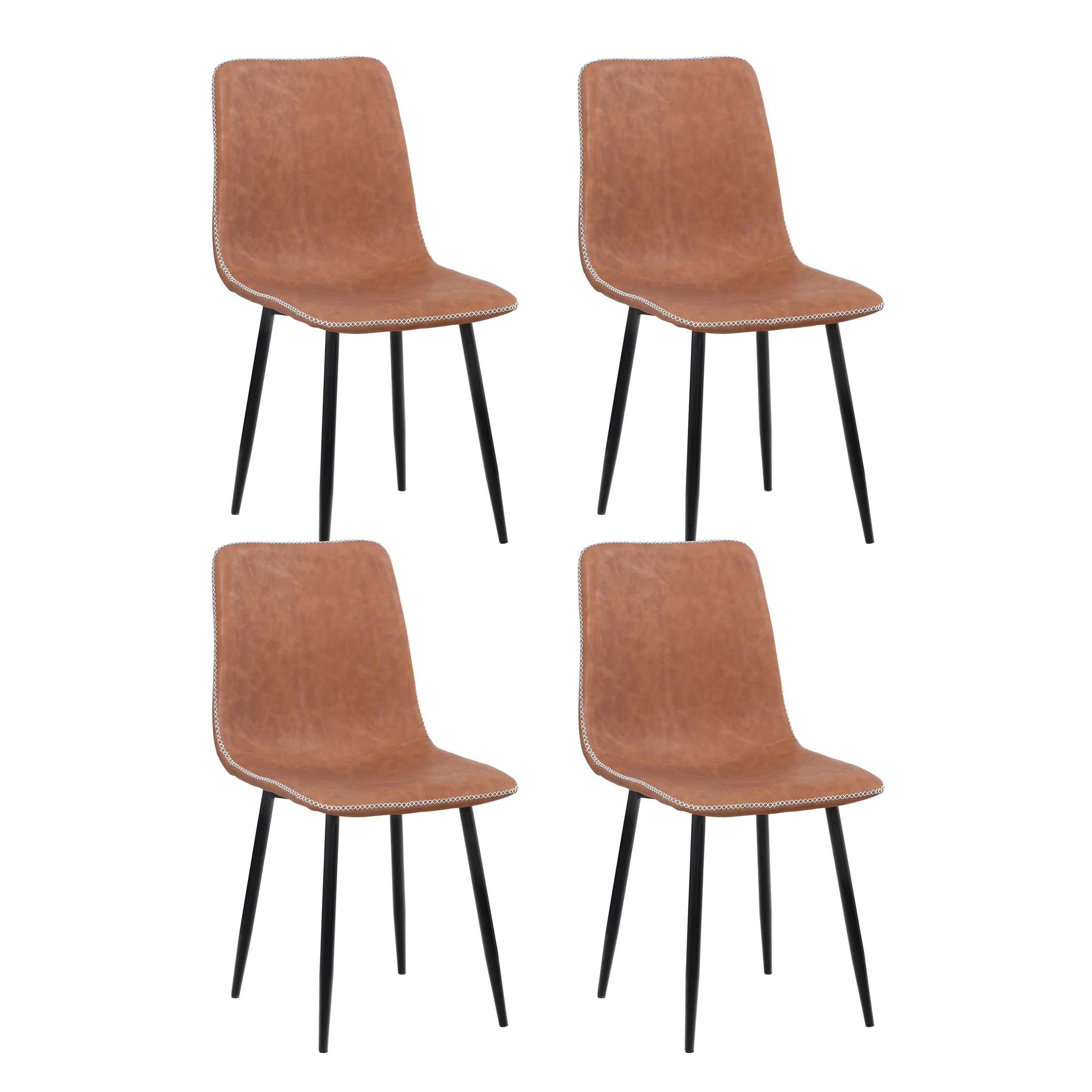 Esszimmerstuhl Leder SKY 4er Set braun