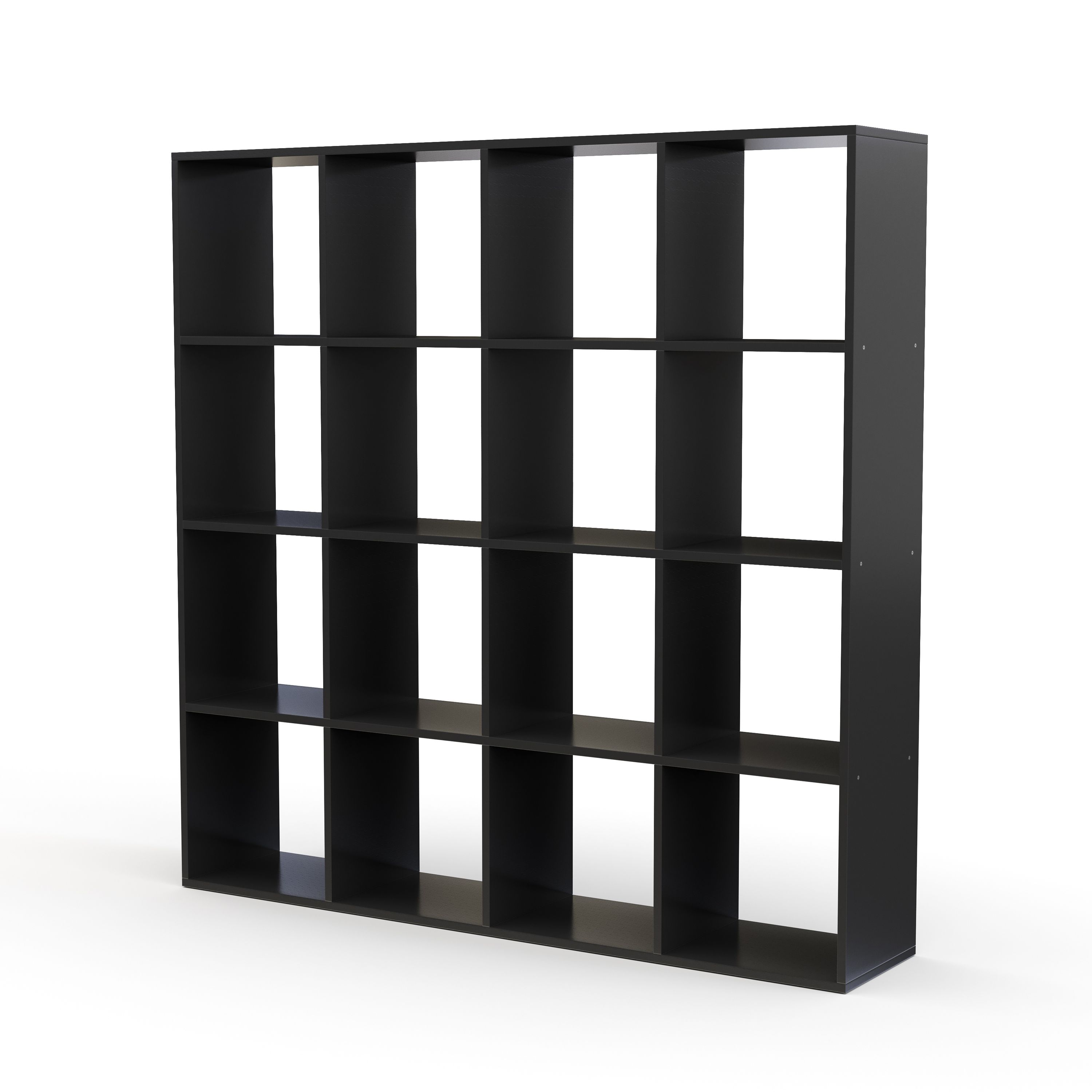 Bücherregal Raumteiler NIMA 16 Fächer 142 x 142 cm schwarz