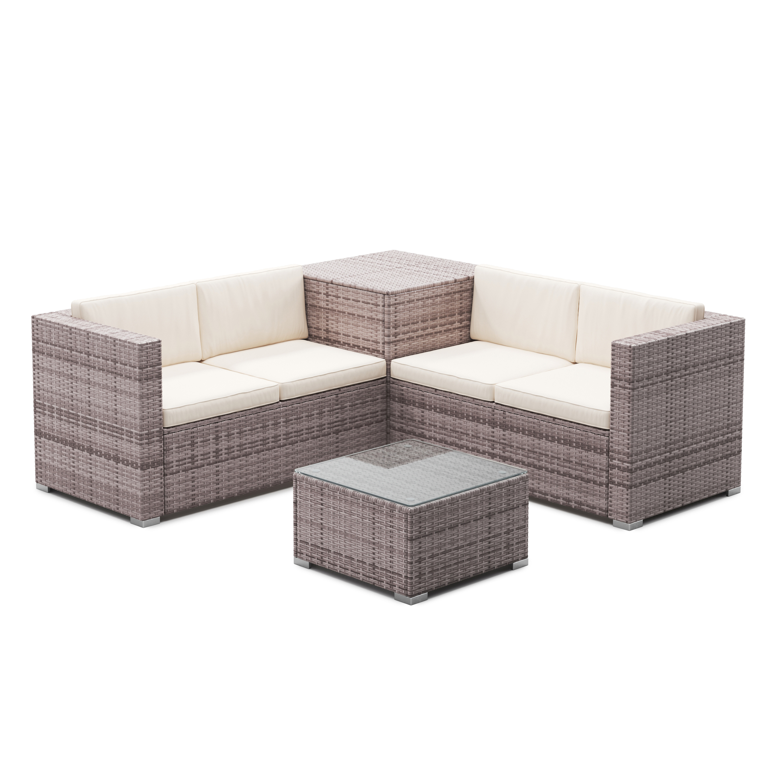 Rattanlounge SAN MARINO graubraun/beige