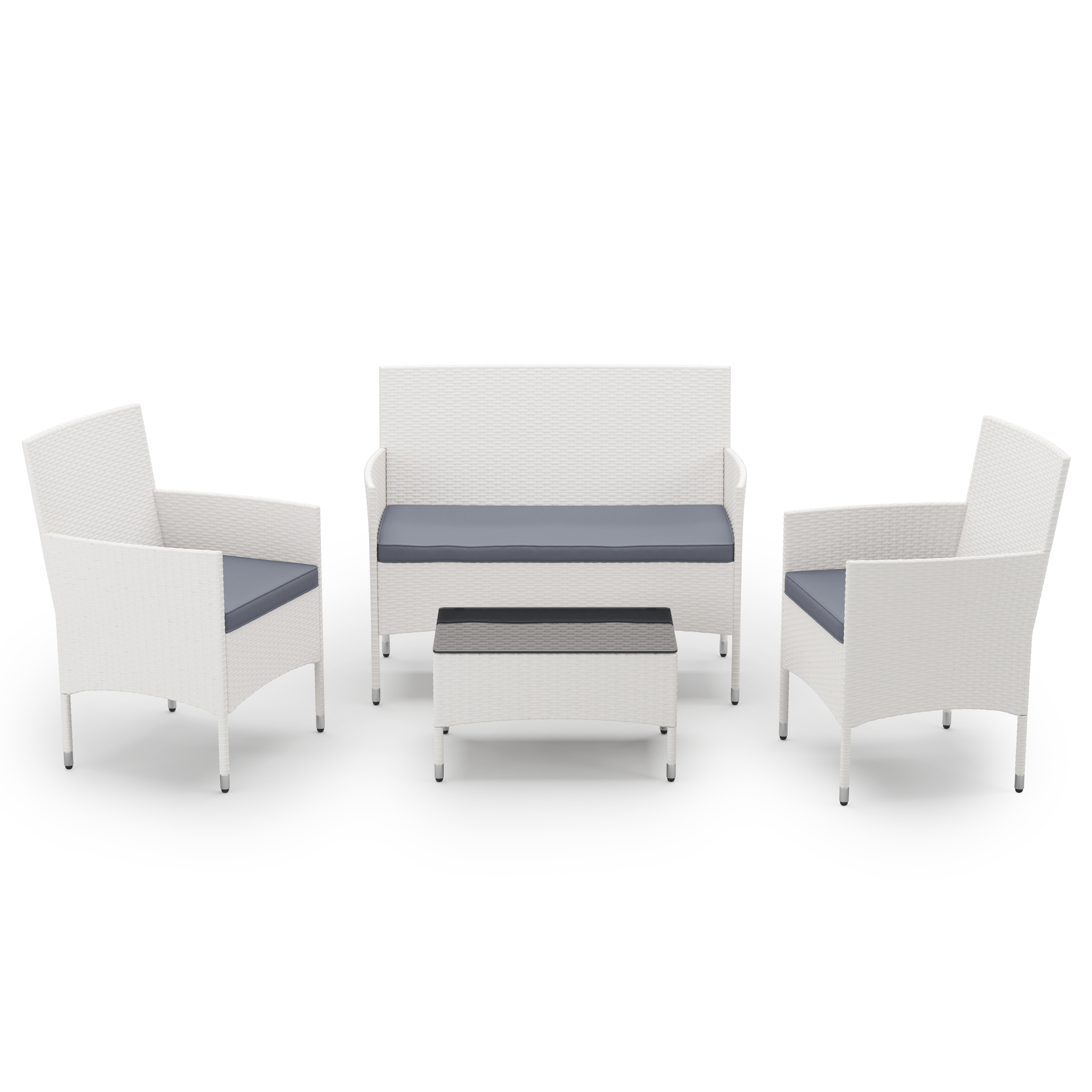 Gartenset Rattan MALIA weiss/grau