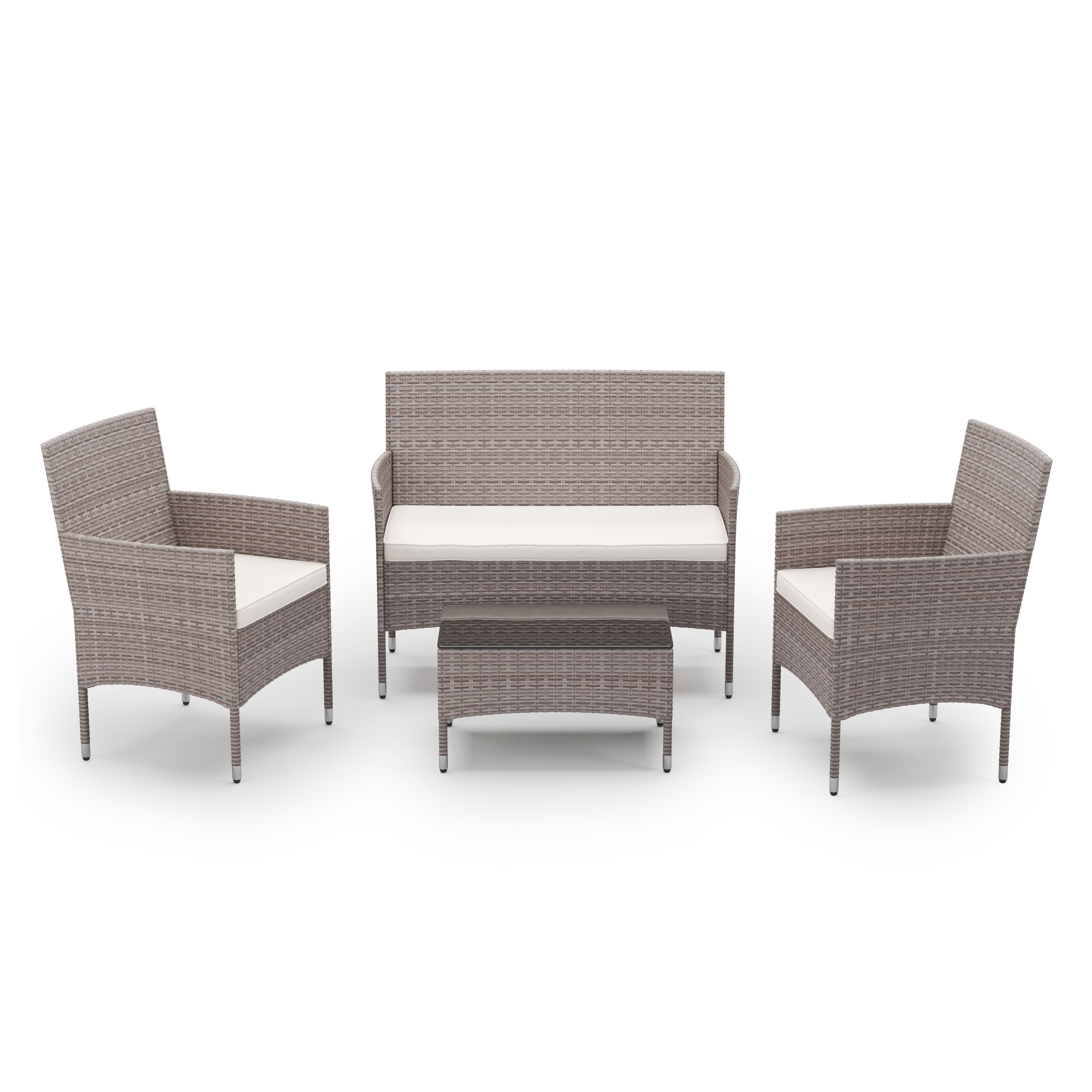 Gartenset Rattan MALIA hellbraun/weiss
