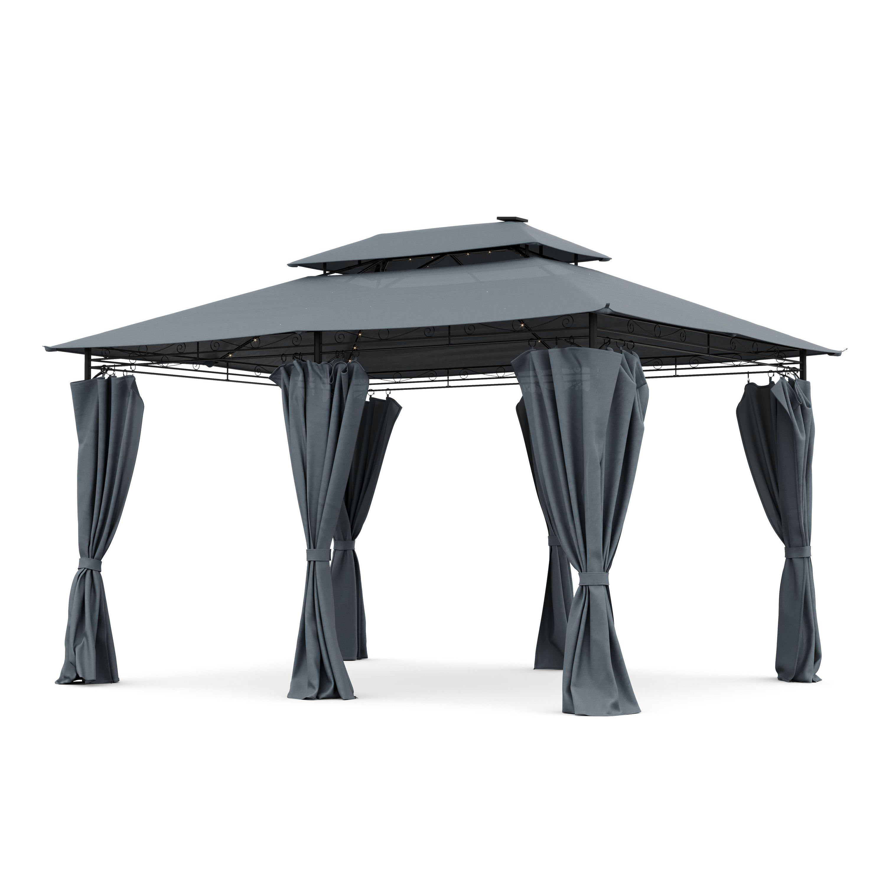 Gartenpavillon LED ROYAL 4 x 3 m grau