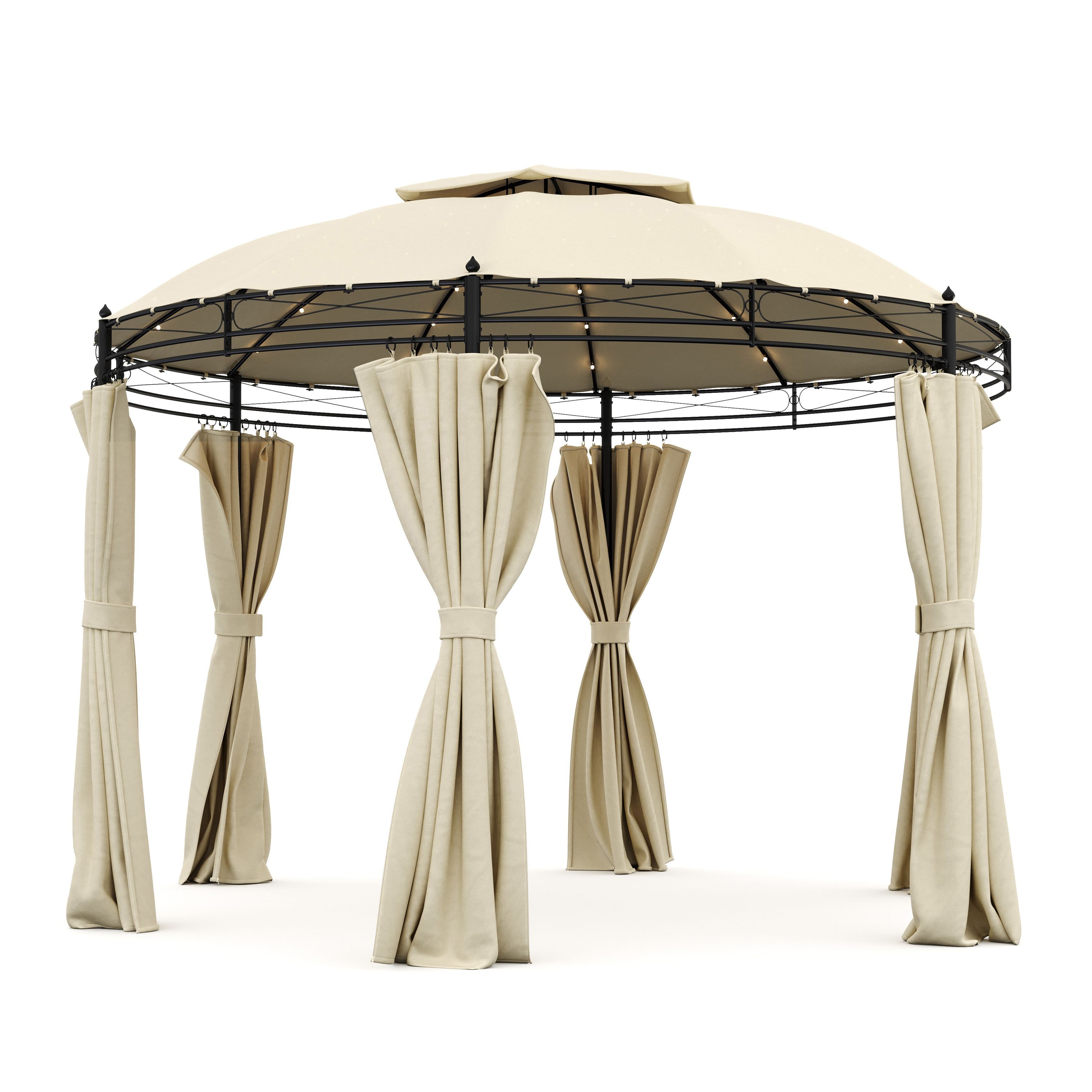 Gartenpavillon LED ROYAL 3.5 m rund beige