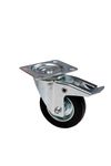 Schwerlast Vollgummi Transportrollen schwarz 80 mm einzel mit Bremse