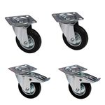 🔄 4er Set Schwerlast-Bolzenlochrollen Mit Bremse – 125mm, Für Werkstatt & Maschinen, Stabil & Robust