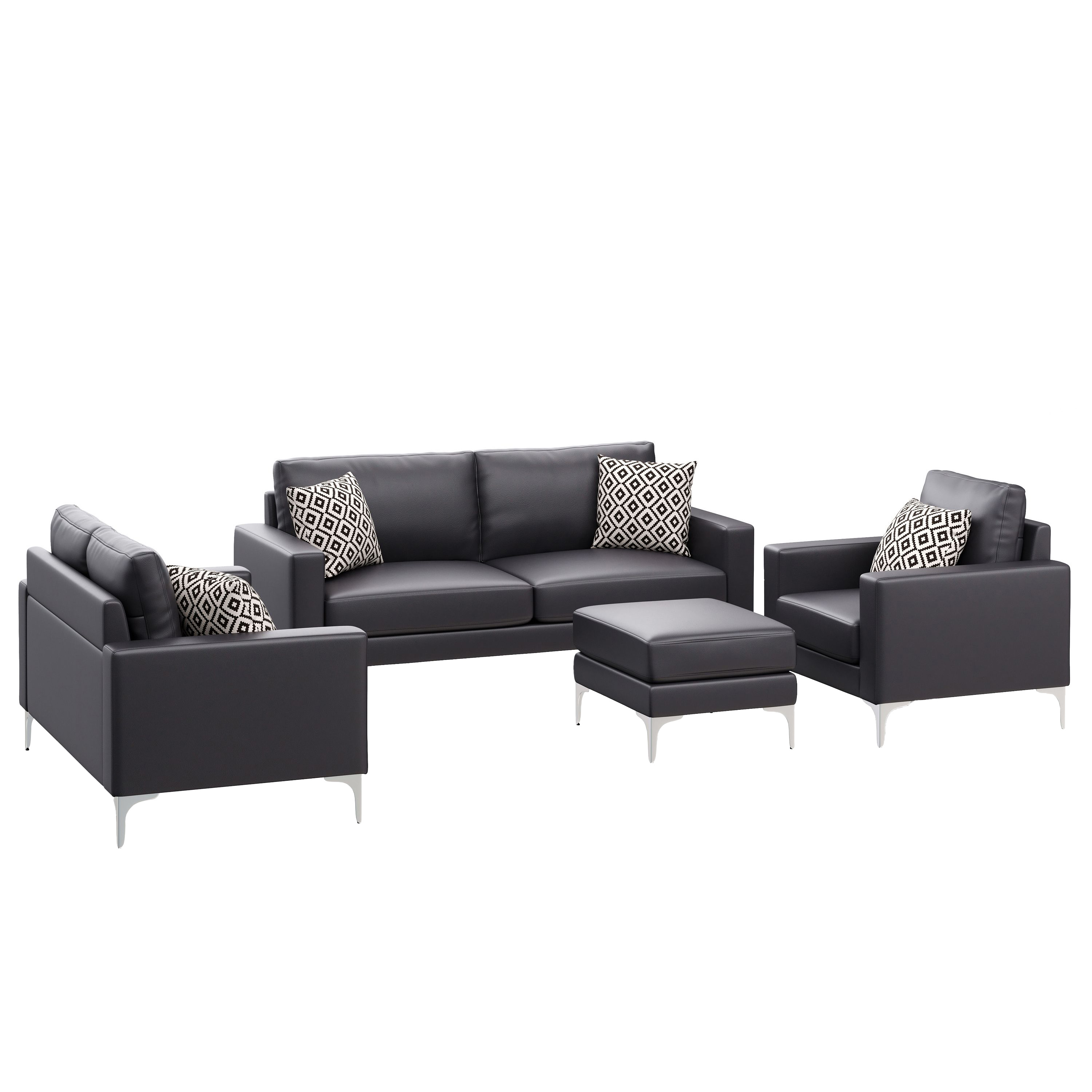 Sofa Set Leder LEX schwarz