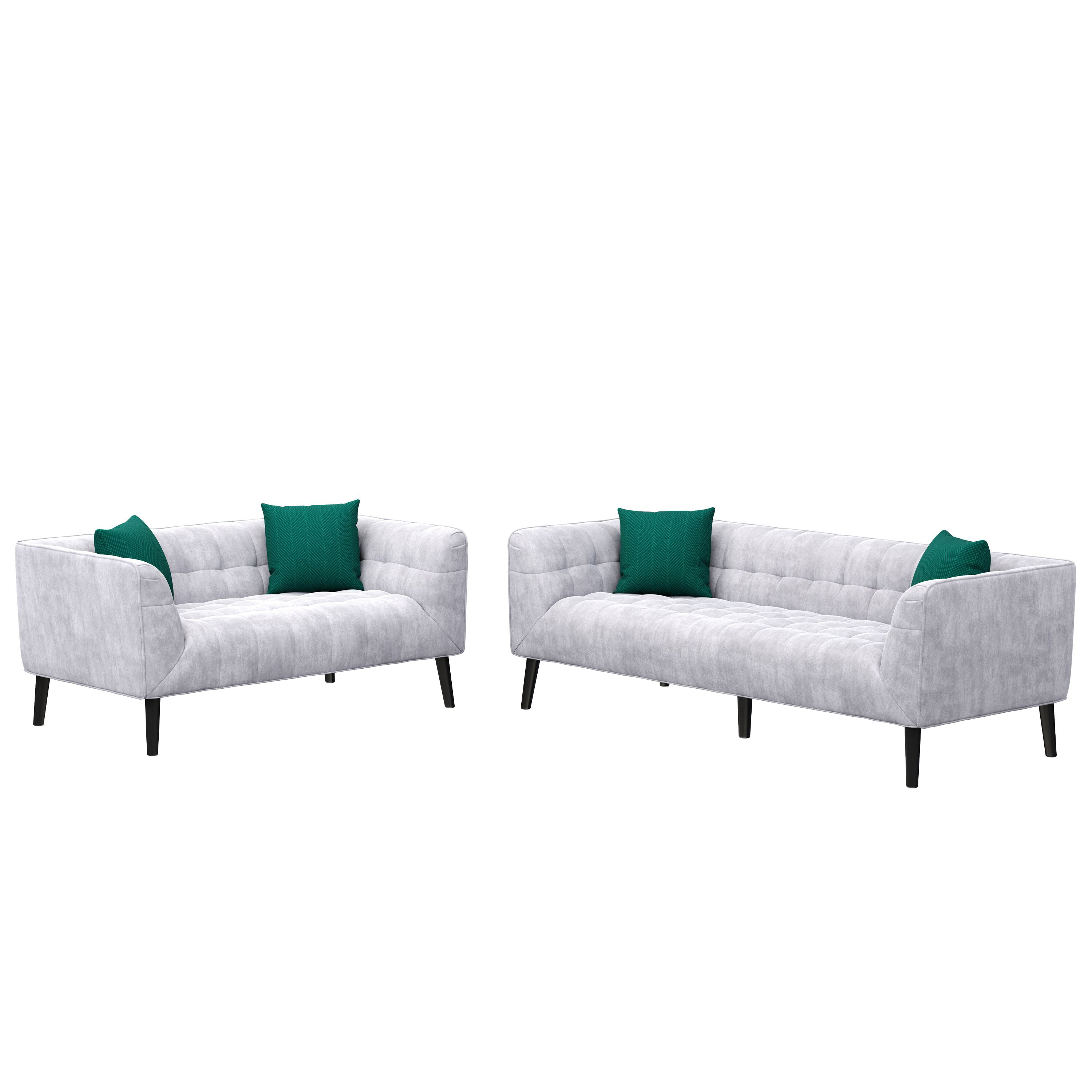 Sofa Set Samt MERLIN grau