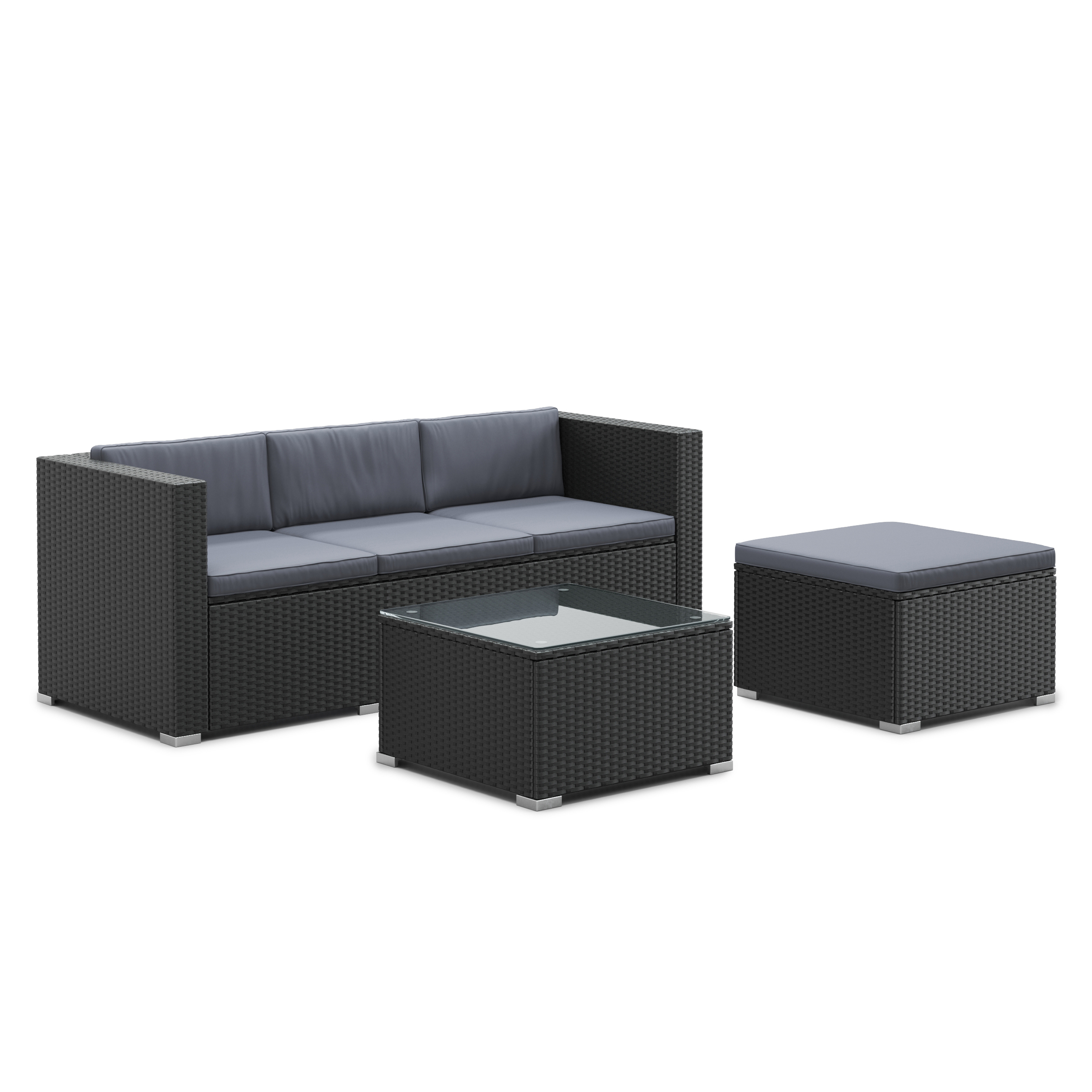 Rattanlounge NIZZA schwarz/anthrazit