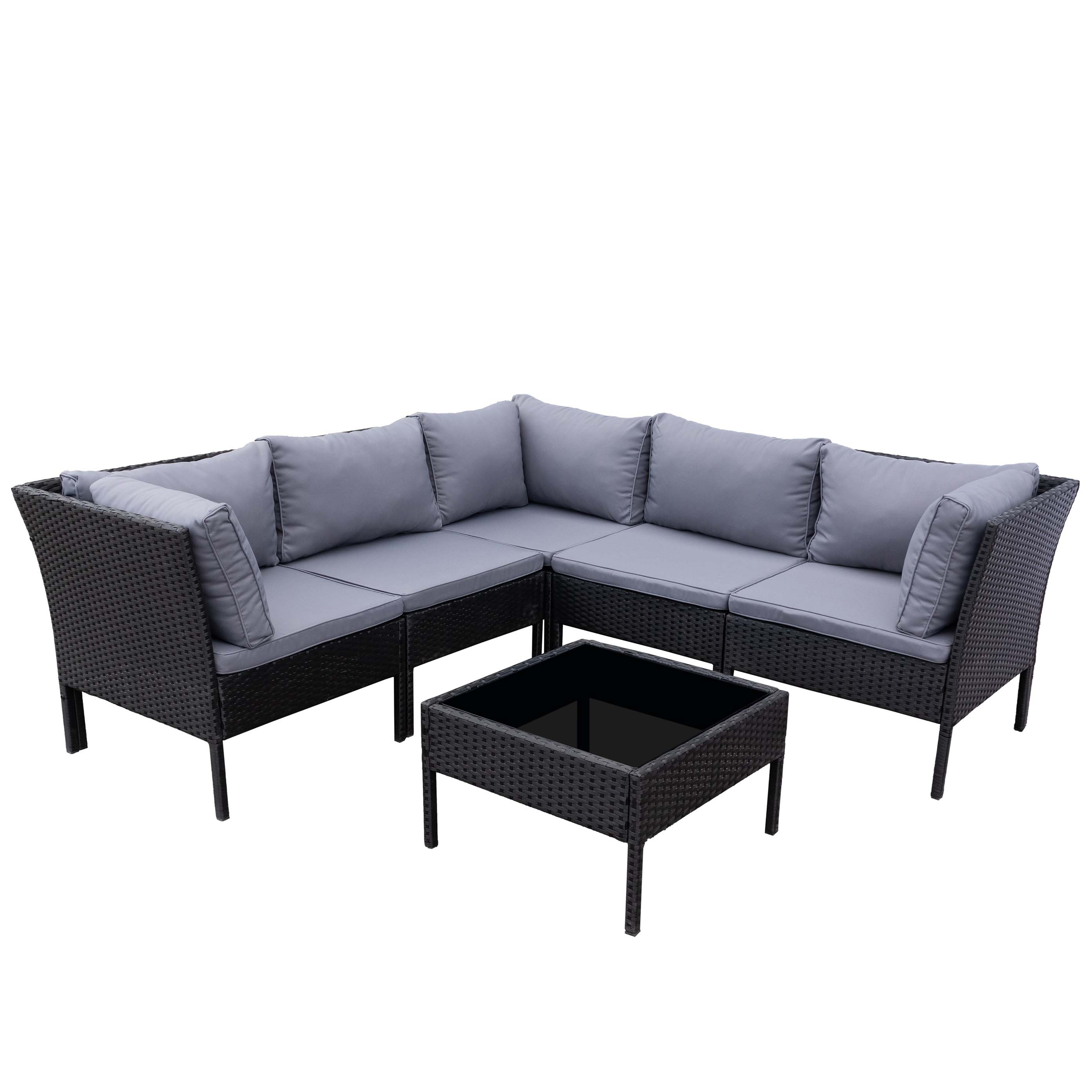 Rattanlounge BARI schwarz/anthrazit
