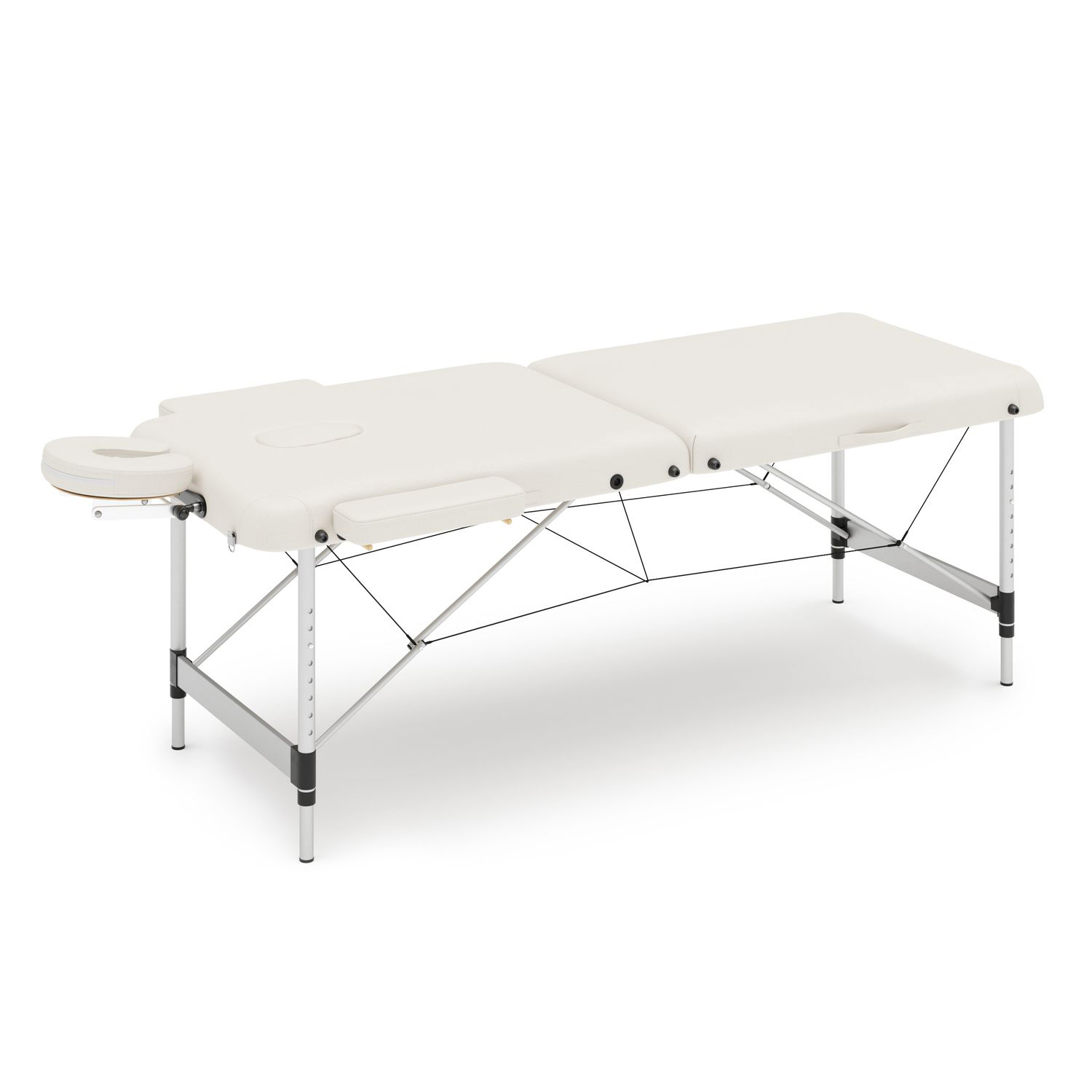 Massageliege 2-Zonen Alu weiss
