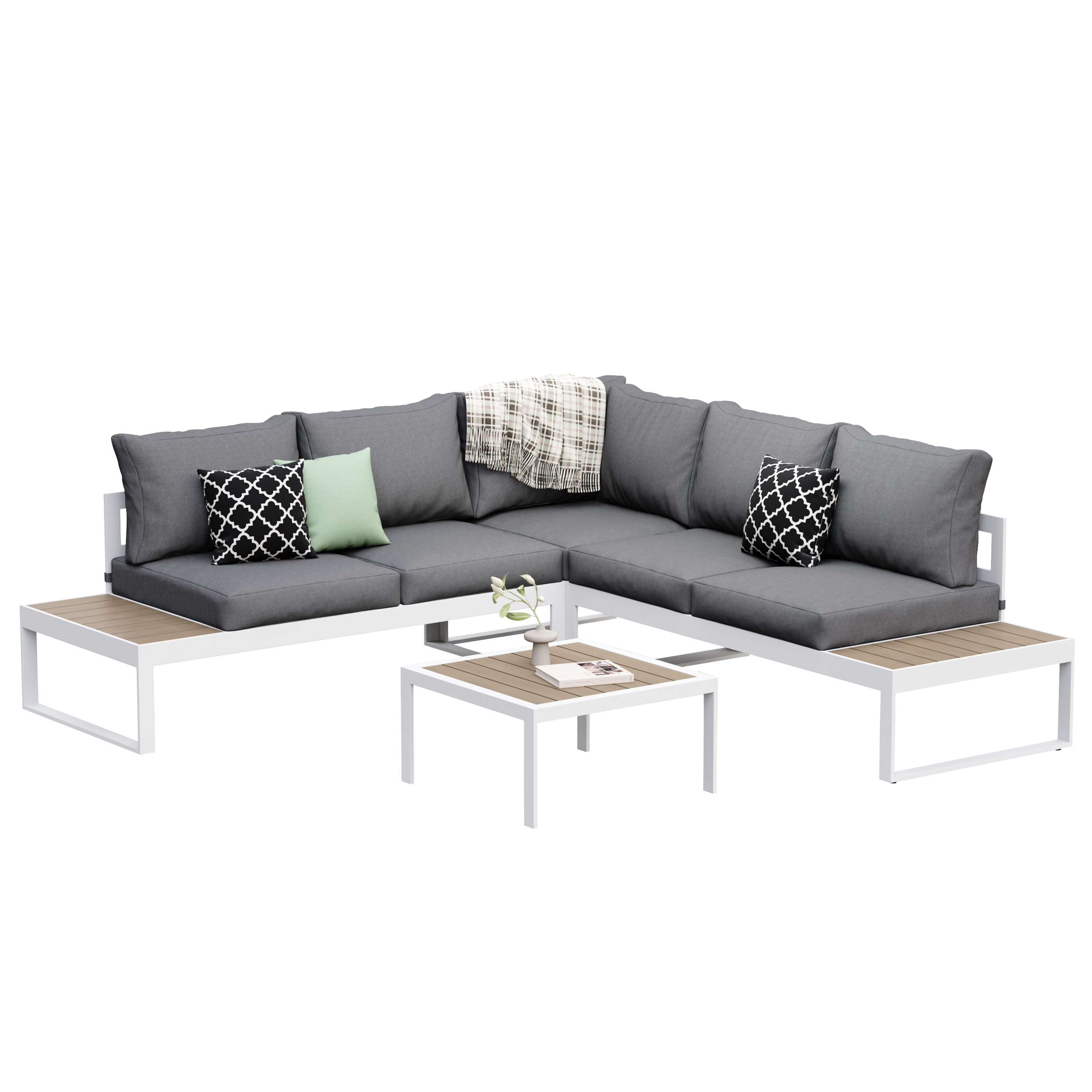 Lounge CAMILA anthrazit/weiss/braun