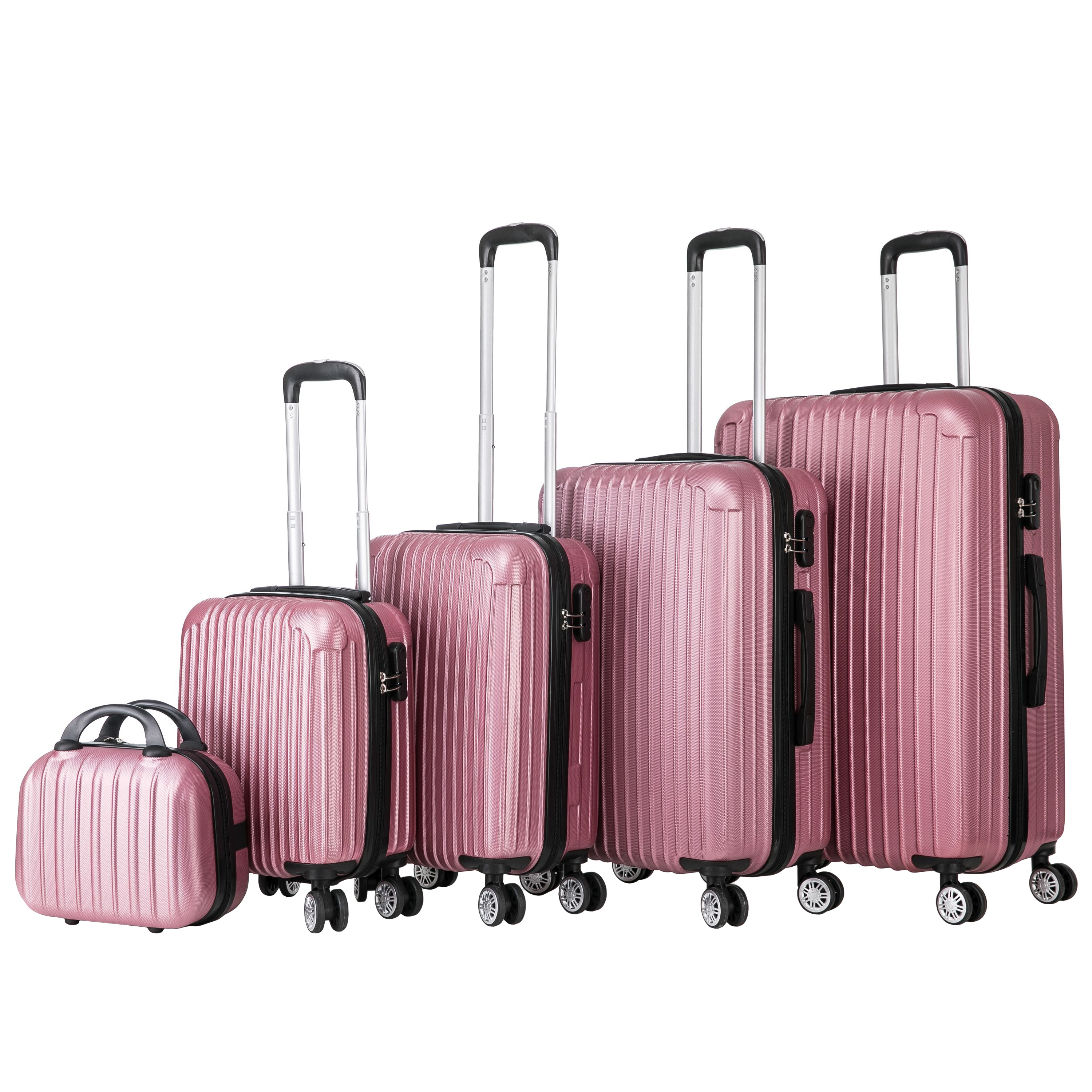 Reisekoffer Hartschalenkoffer LINN 5er Set rosa