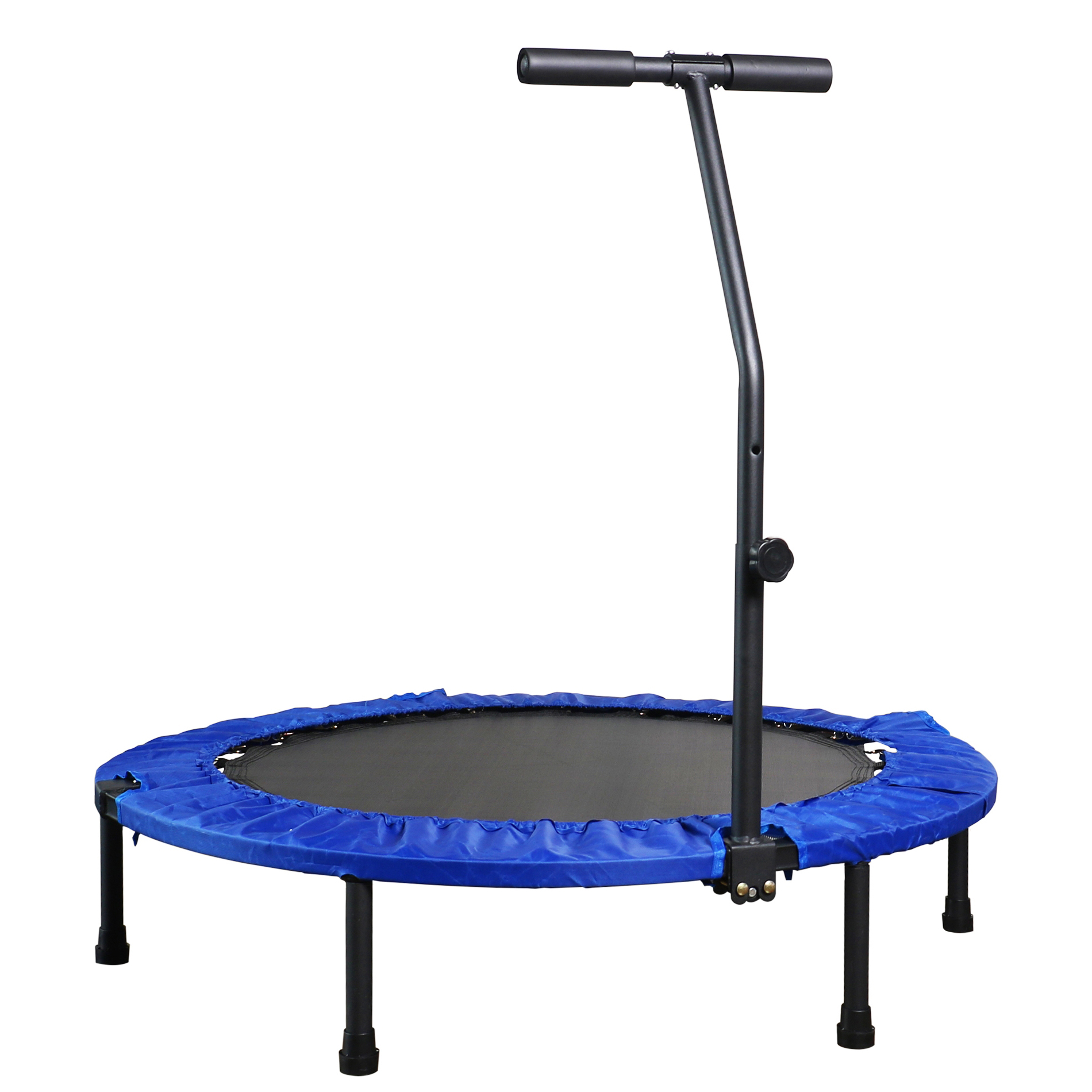 Fitness Trampolin mit Haltestange blau