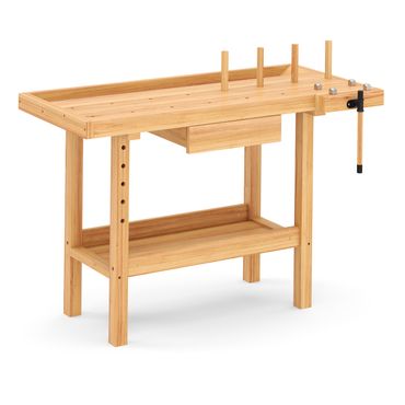 IKAYA Holz-Werkbank Mit Schubladen – 162x62x83 Cm, Massives Akazienholz, 2 Schraubstöcke Für Heimwerker Akazien Werkbank IKAYA Holz-Werkbank Mit Schubladen – 162x62x83 Cm, Massives Akazienholz, 2 Schraubstöcke Für Heimwerker Akazien Werkbank