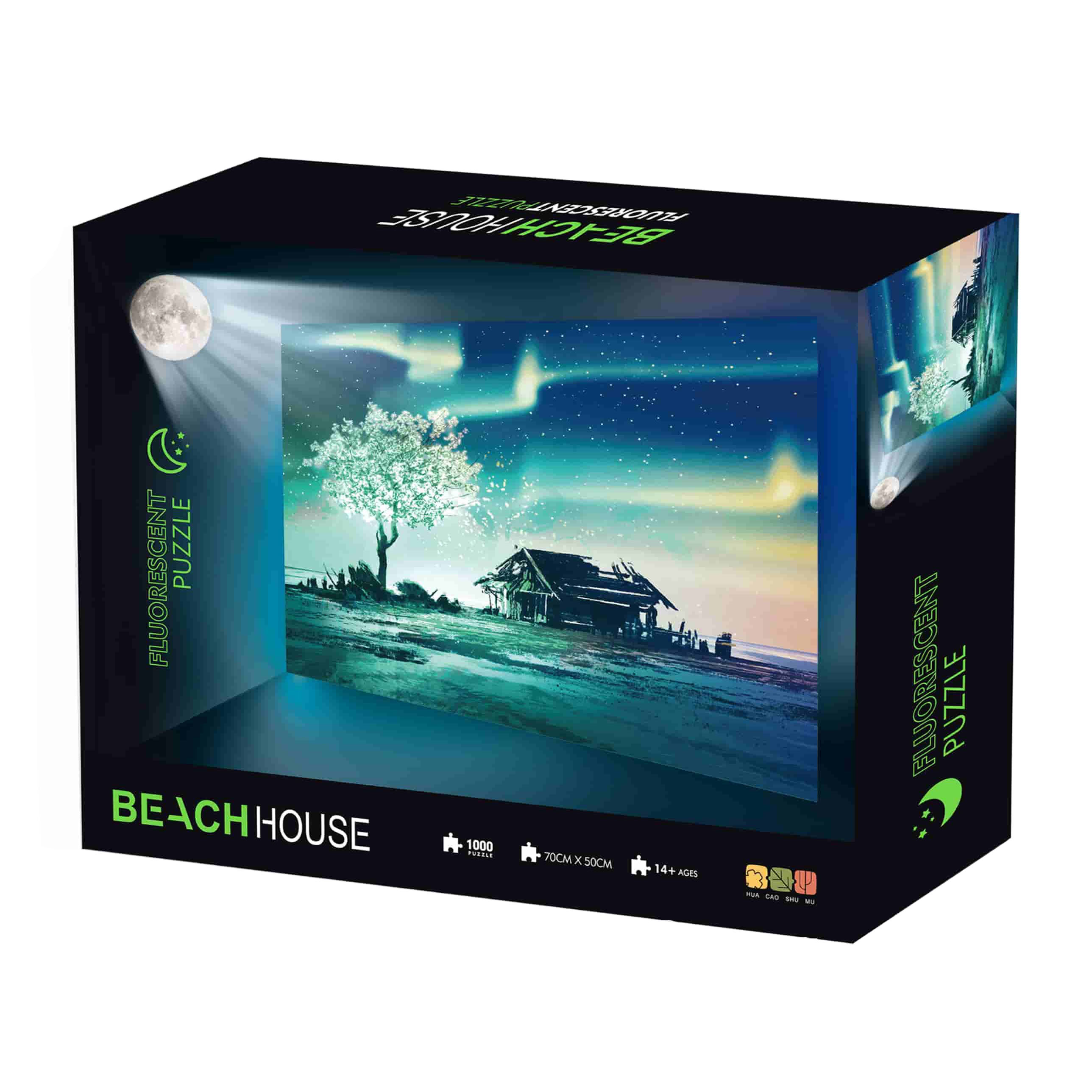 Image of Puzzle fluoreszierend Strandhaus Nordlicht 1000 Teile