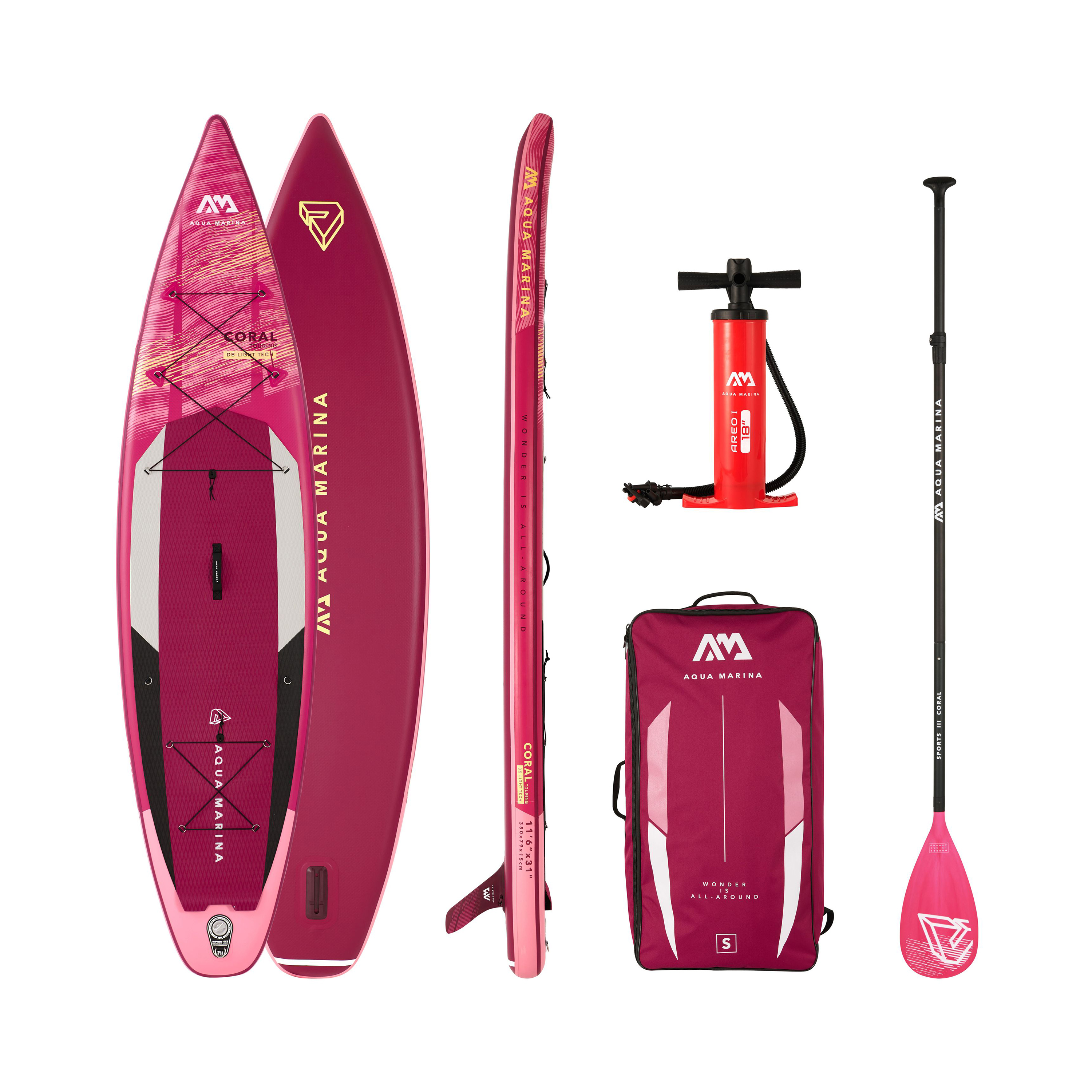 Aqua Marina Stand Up Paddle Touring CORAL rasberry 350 cm