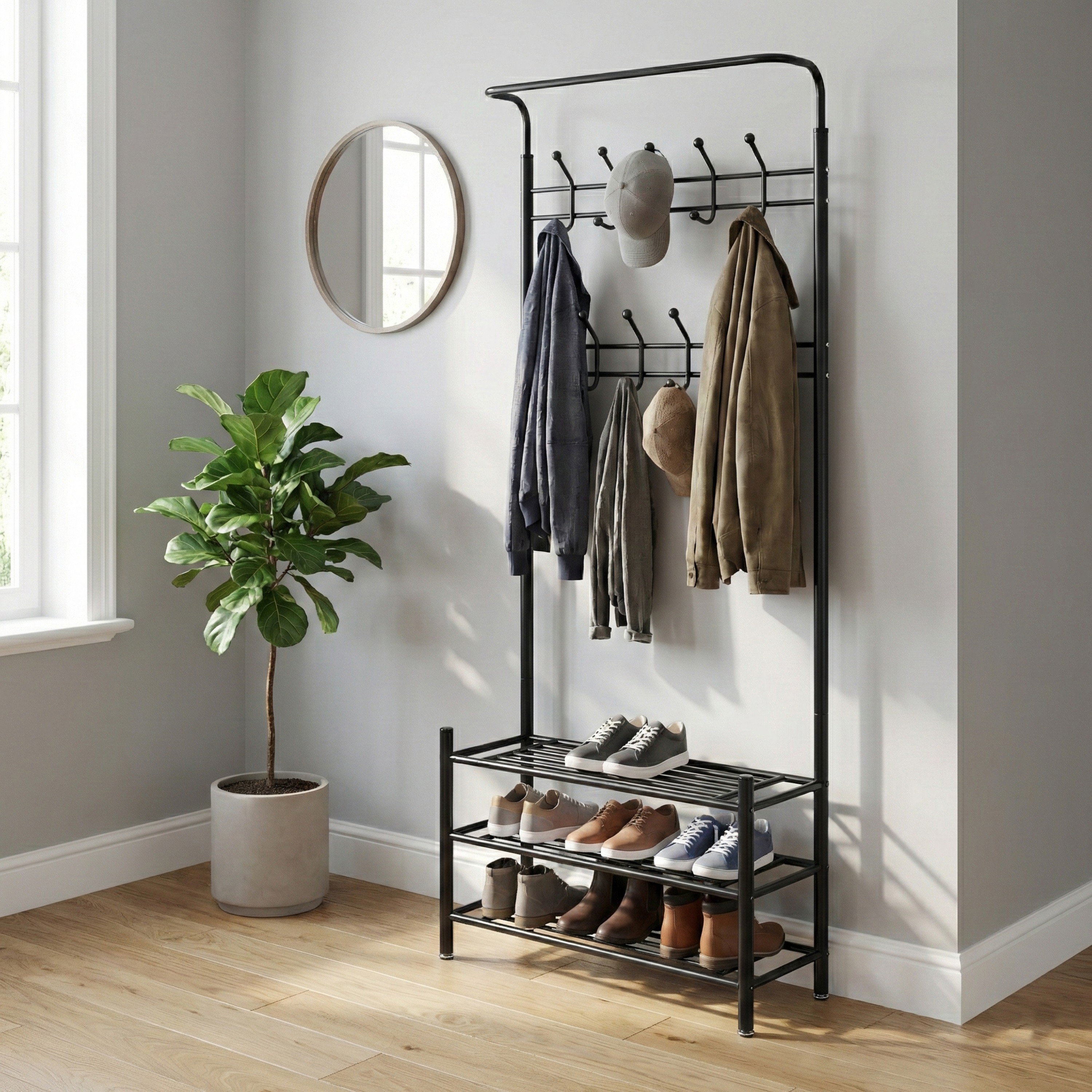 Garderobe Schuhregal 80 x 186 cm schwarz