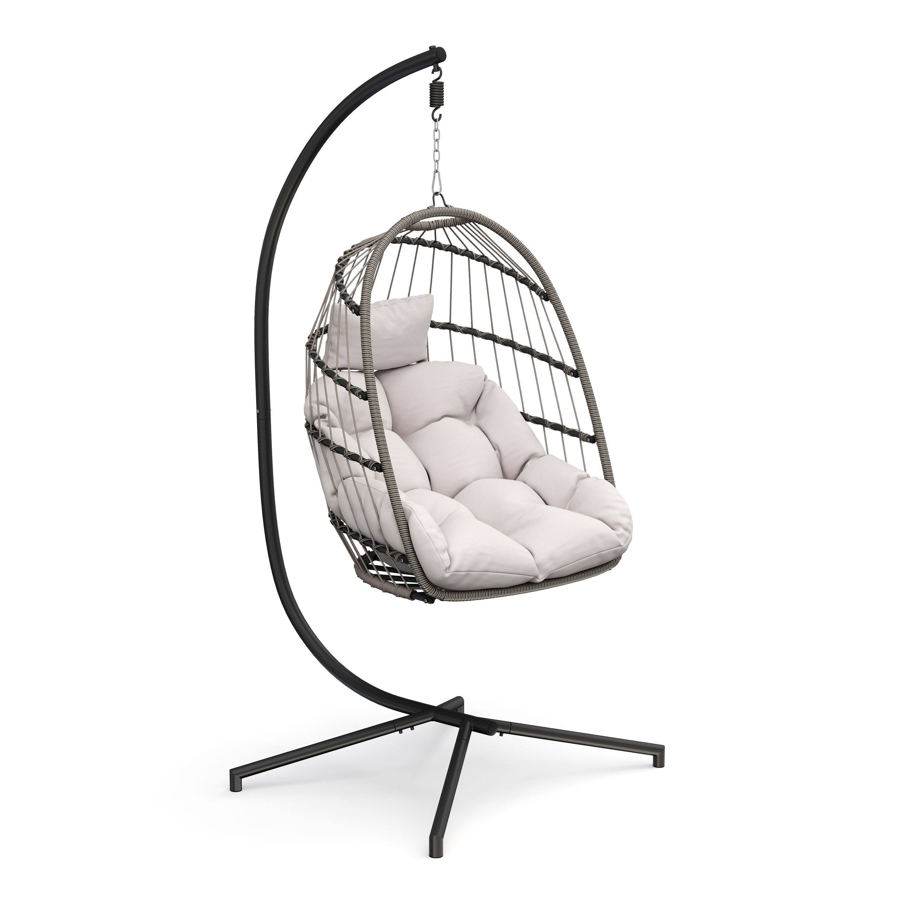 Hängesessel mit Gestell PERU schwarz/beige