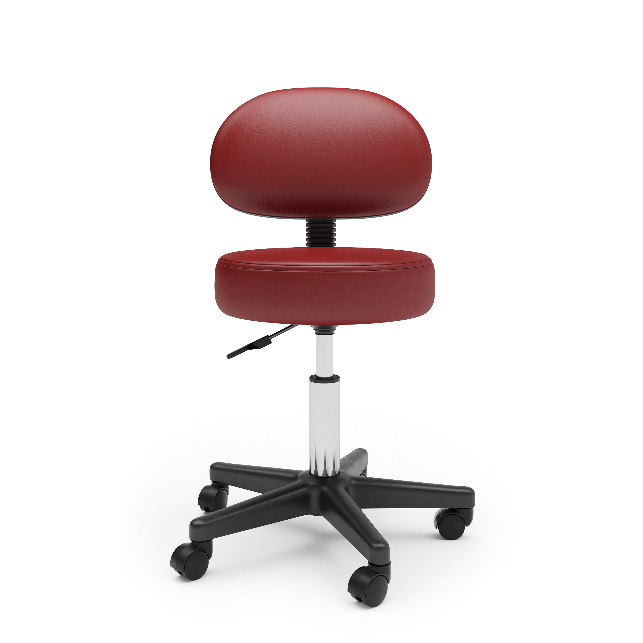 Drehstuhl Rollhocker mit Rückenlehne rot
