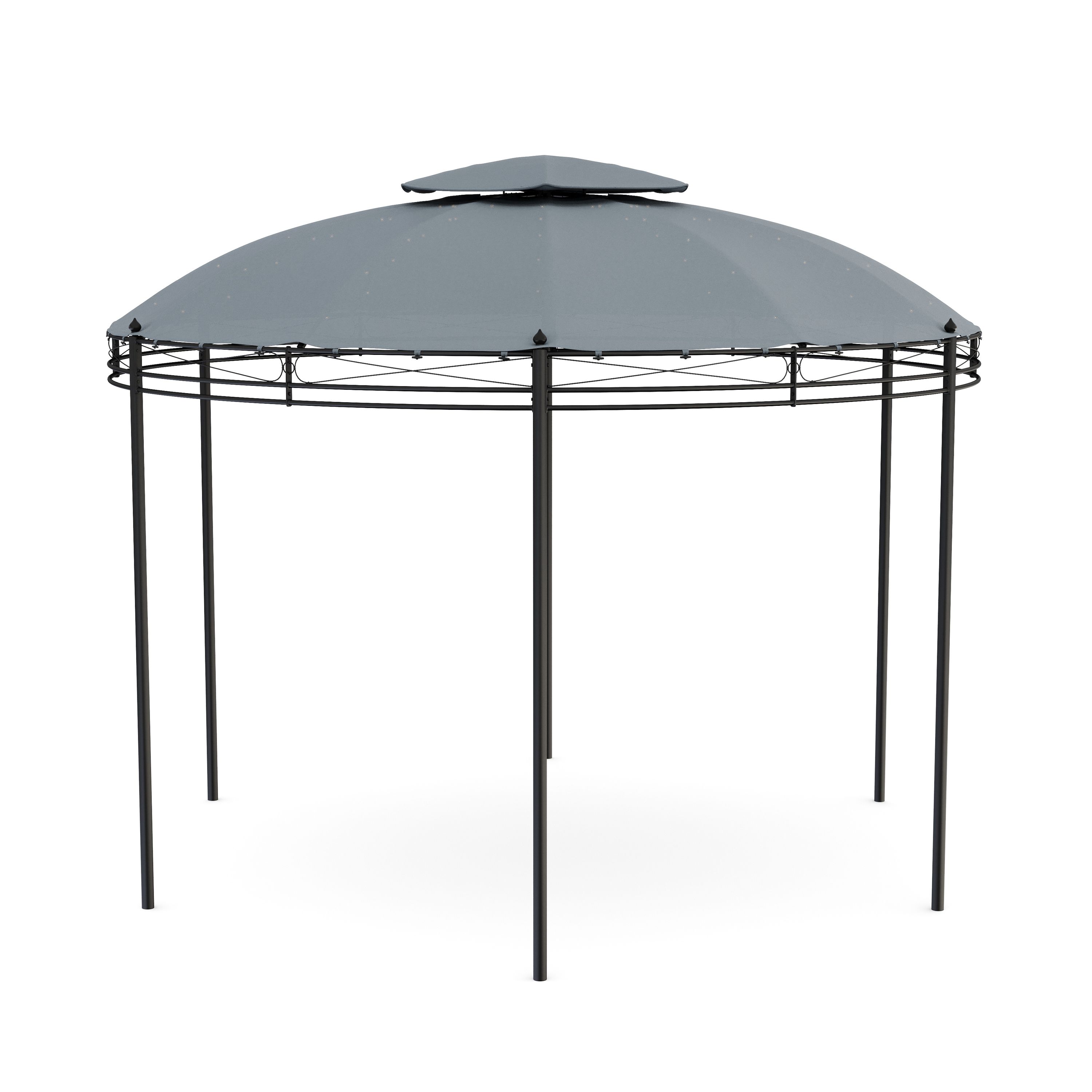 Dach Gartenpavillon LED ROYAL rund grau