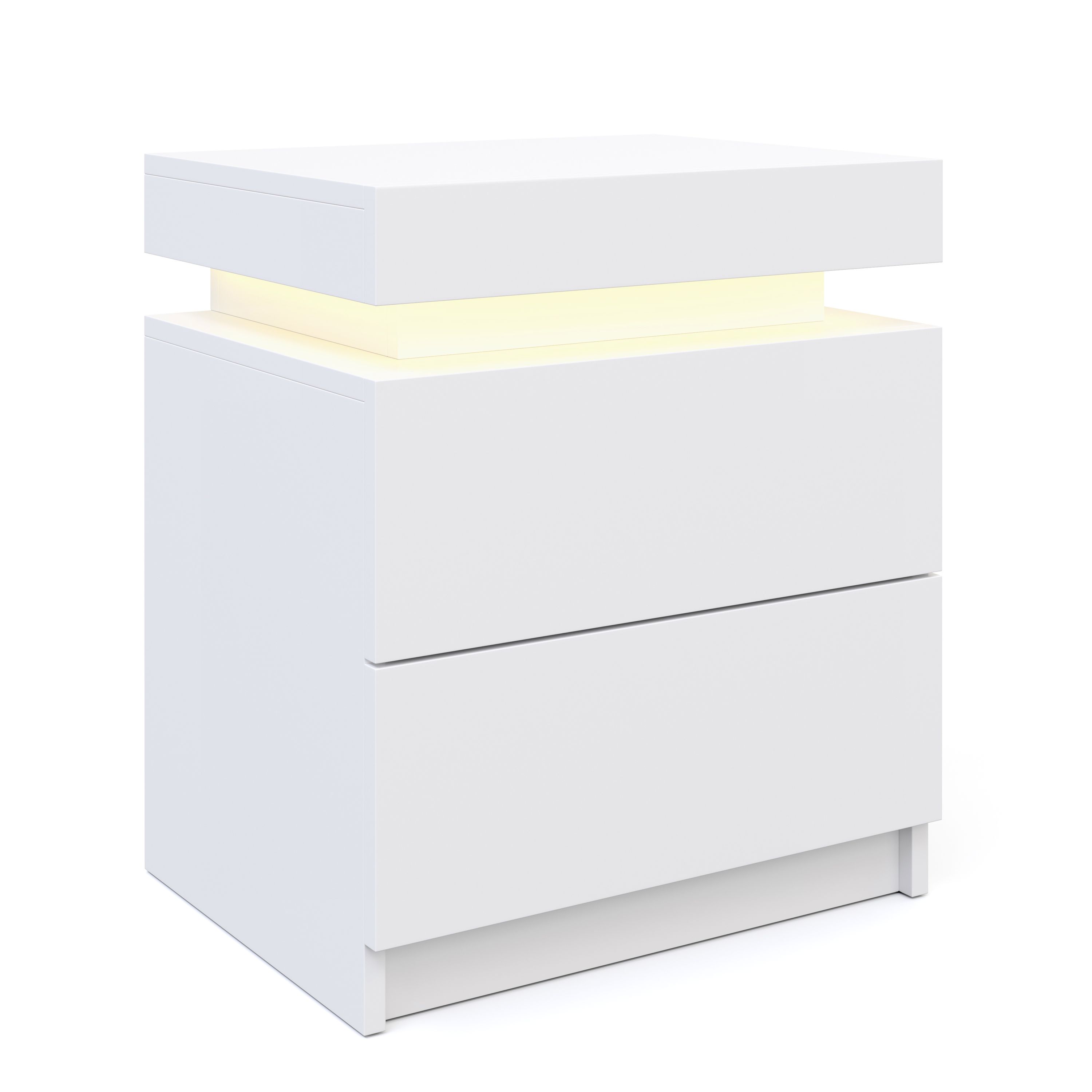 Nachttisch LED MOYA 2 Schubladen weiss