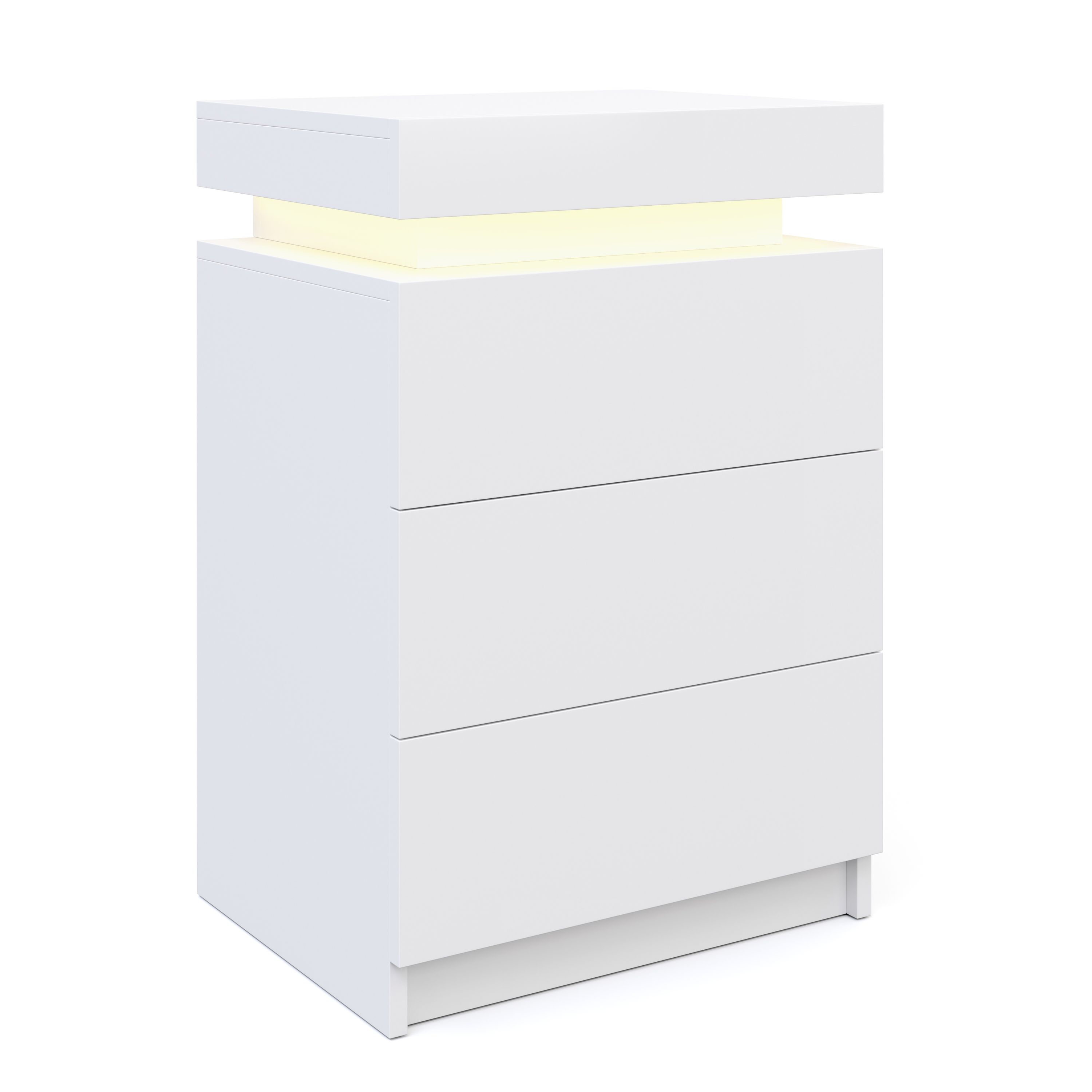 Nachttisch LED MOYA 3 Schubladen weiss