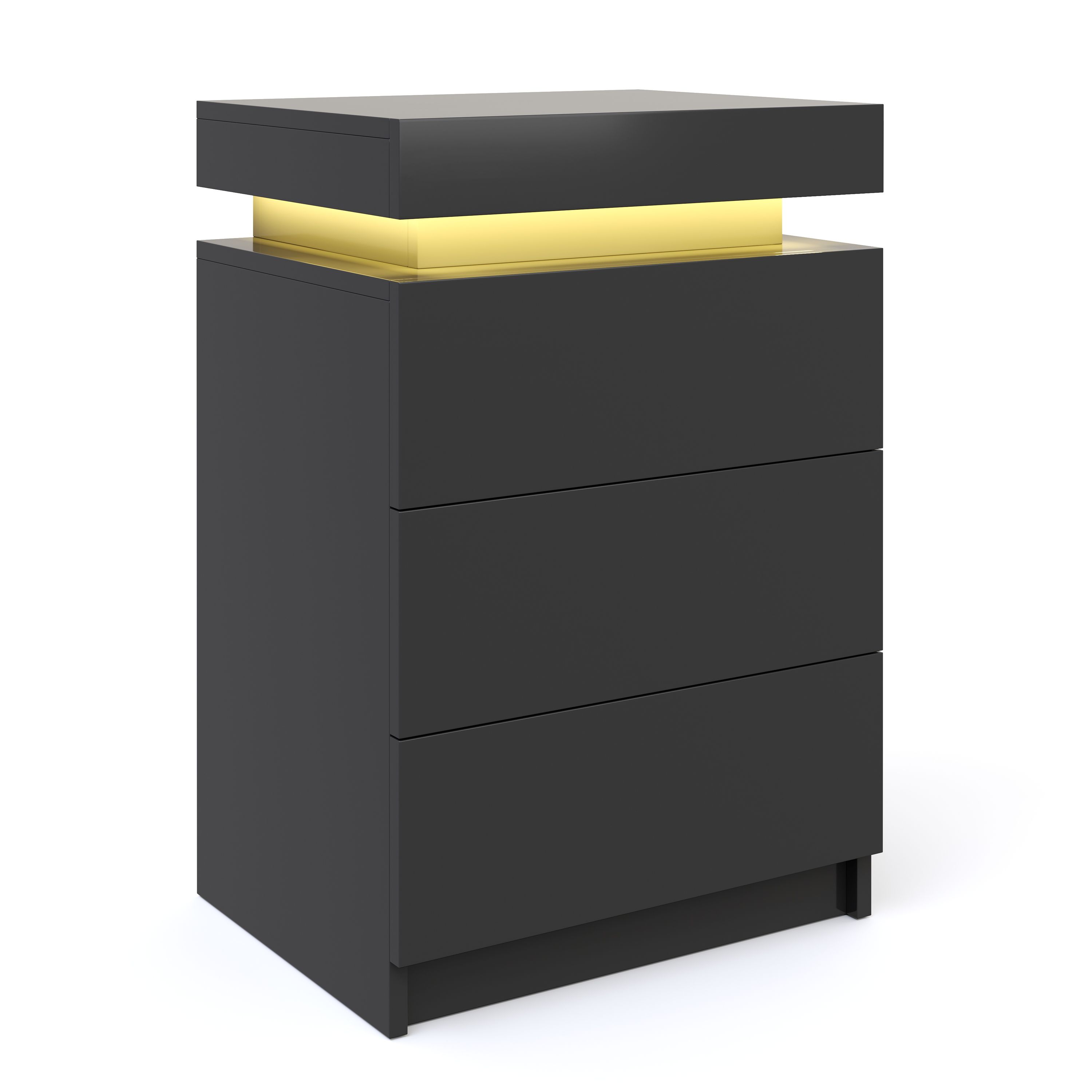 Nachttisch LED MOYA 3 Schubladen schwarz