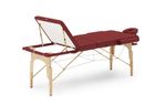Massageliege Massagetisch 3 Zonen rot schräge Ansicht Beine oben