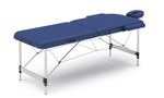 Massageliege Massagetisch ALU Beine 2 Zonen blau Gesammtansicht